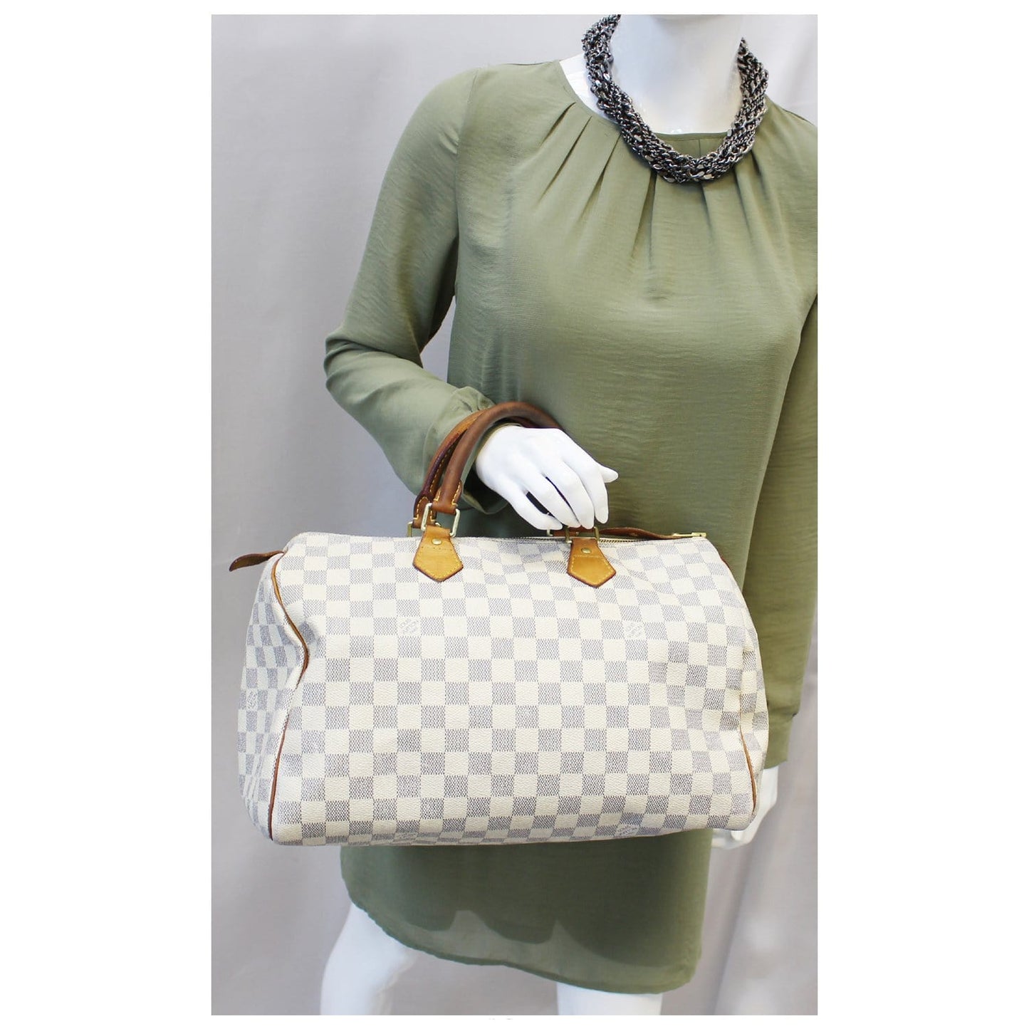 Louis Speedy Damier Azur Satchel Bag Travel Bag