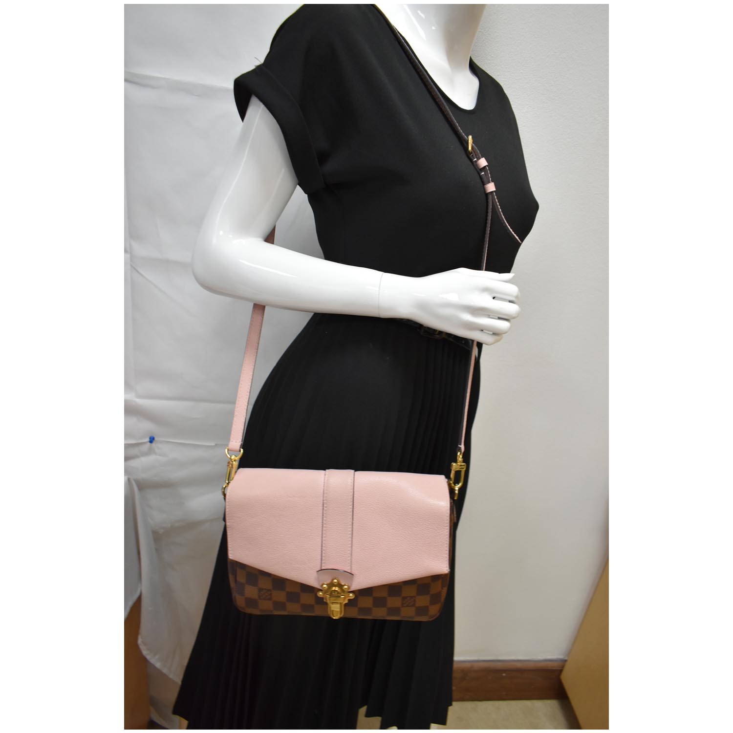 Louis Clapton Damier Ebene Crossbody Bag Magnolia