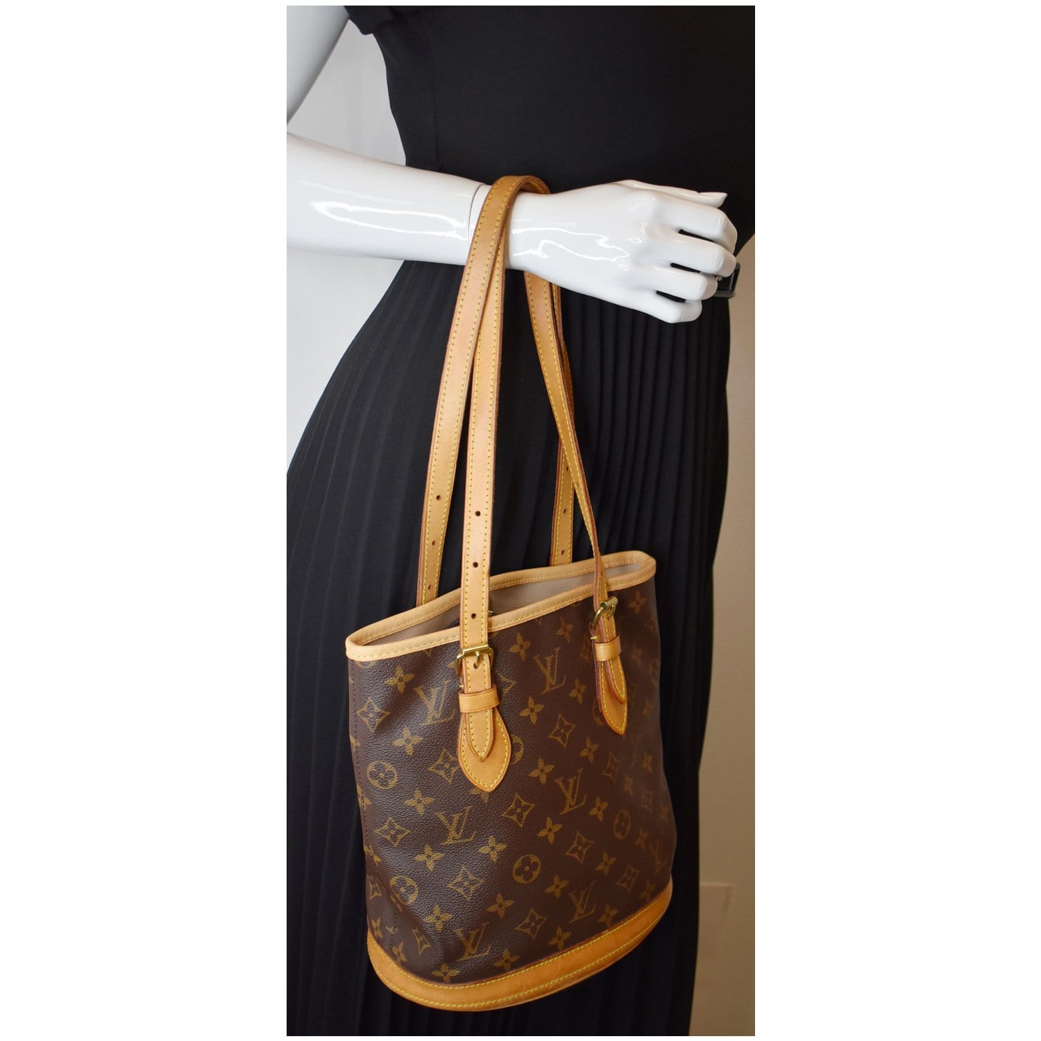 Louis Petit Bucket Shoulder Bag Canvas Monogram Bag Brown