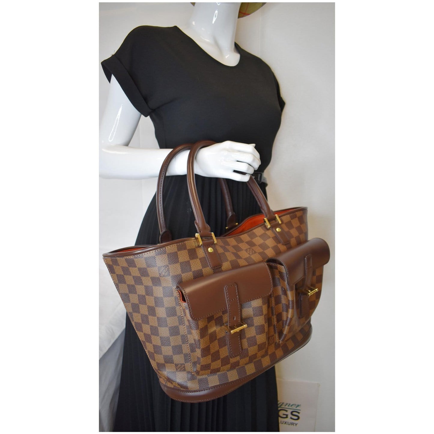 Louis Manosque Gm Damier Ebene Tote Bag Brown
