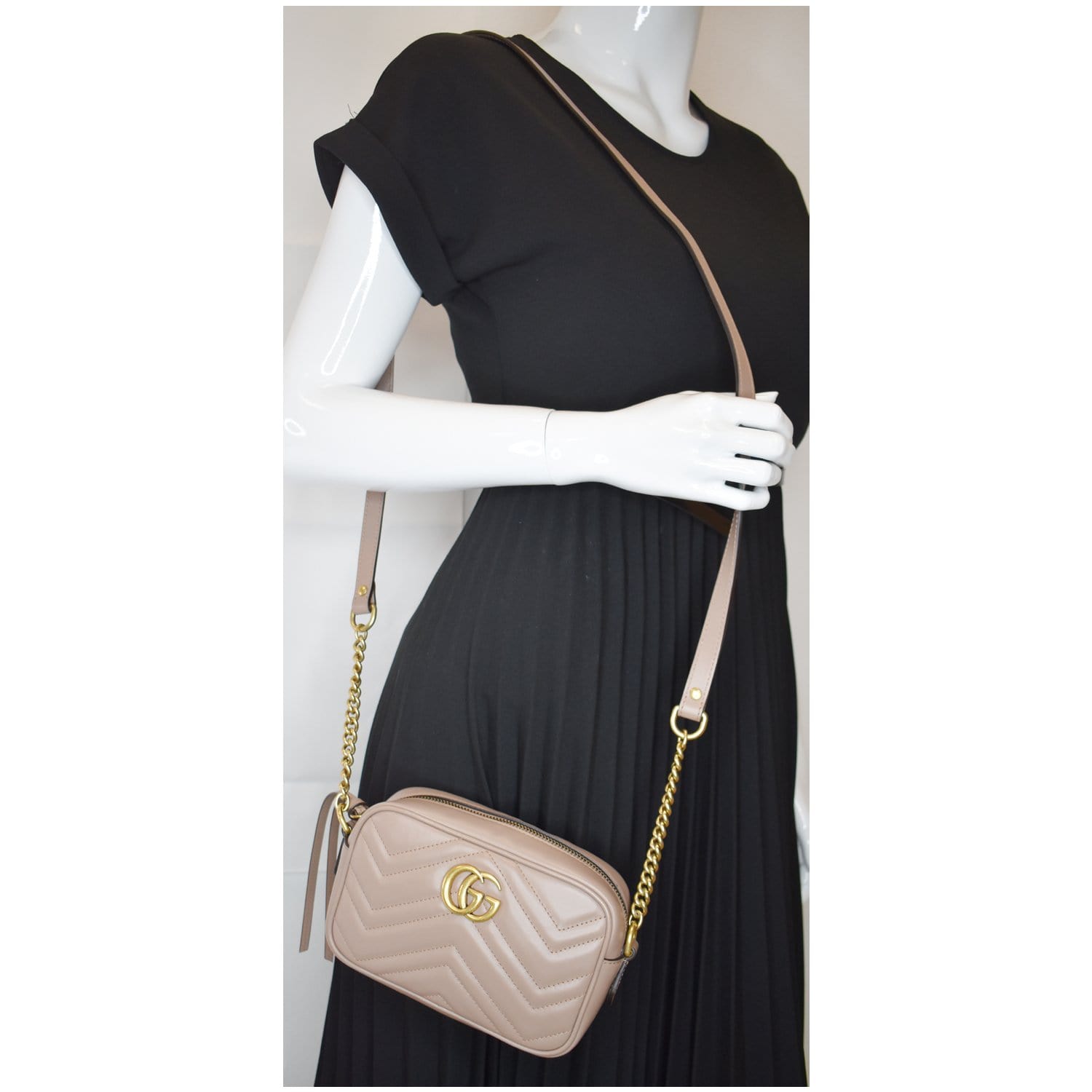 Gucci Marmont Mini Crossbody Bag Dusty Leather Matelasse