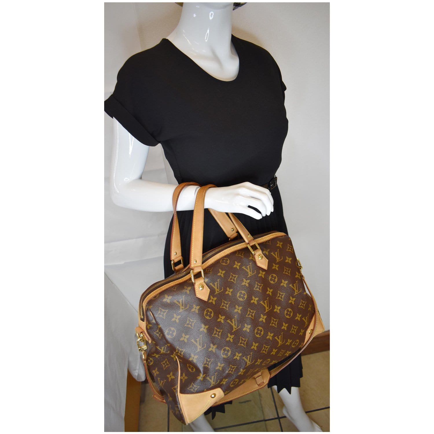 Louis Retiro Gm 2Way Shoulder Bag Canvas Monogram Bag Brown