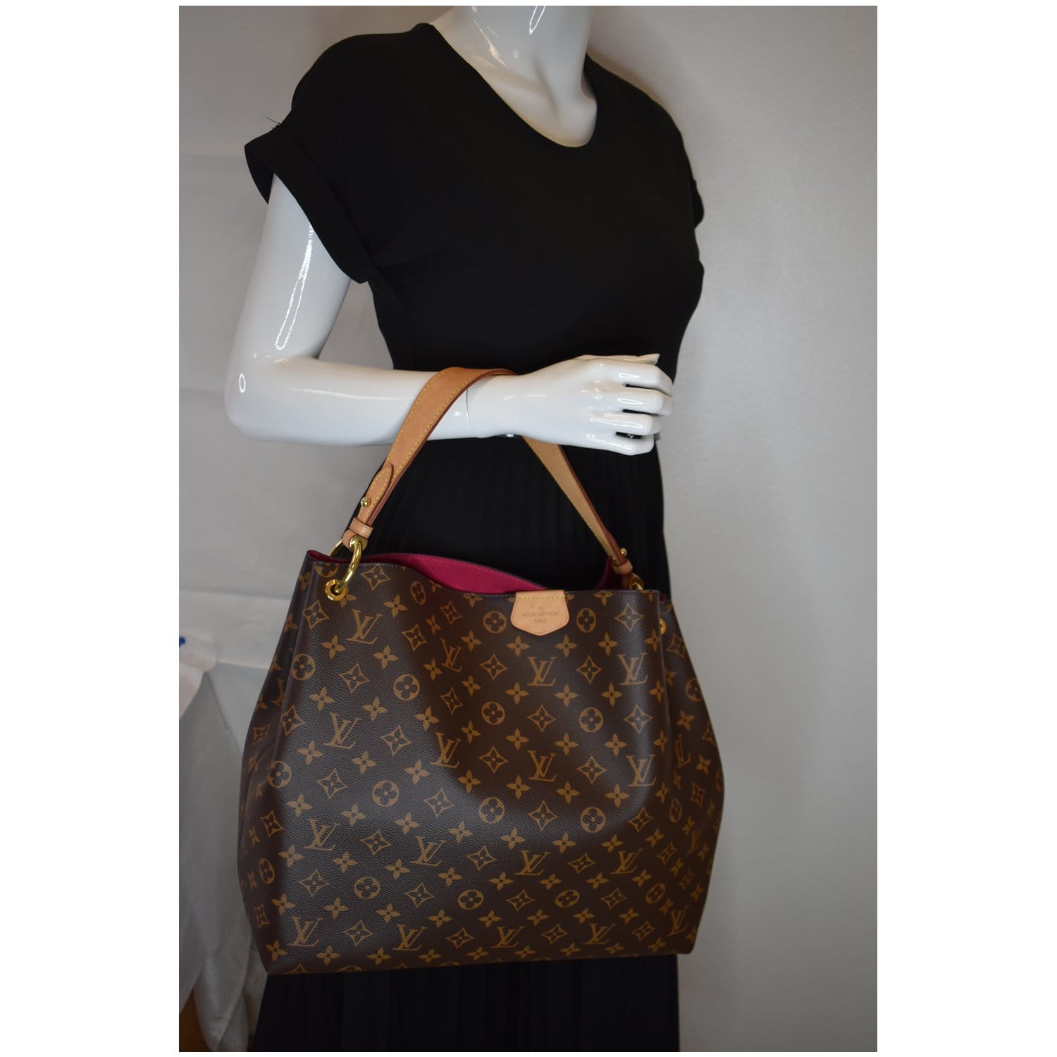 Louis Graceful Mm Shoulder Bag Canvas Monogram Brown 10