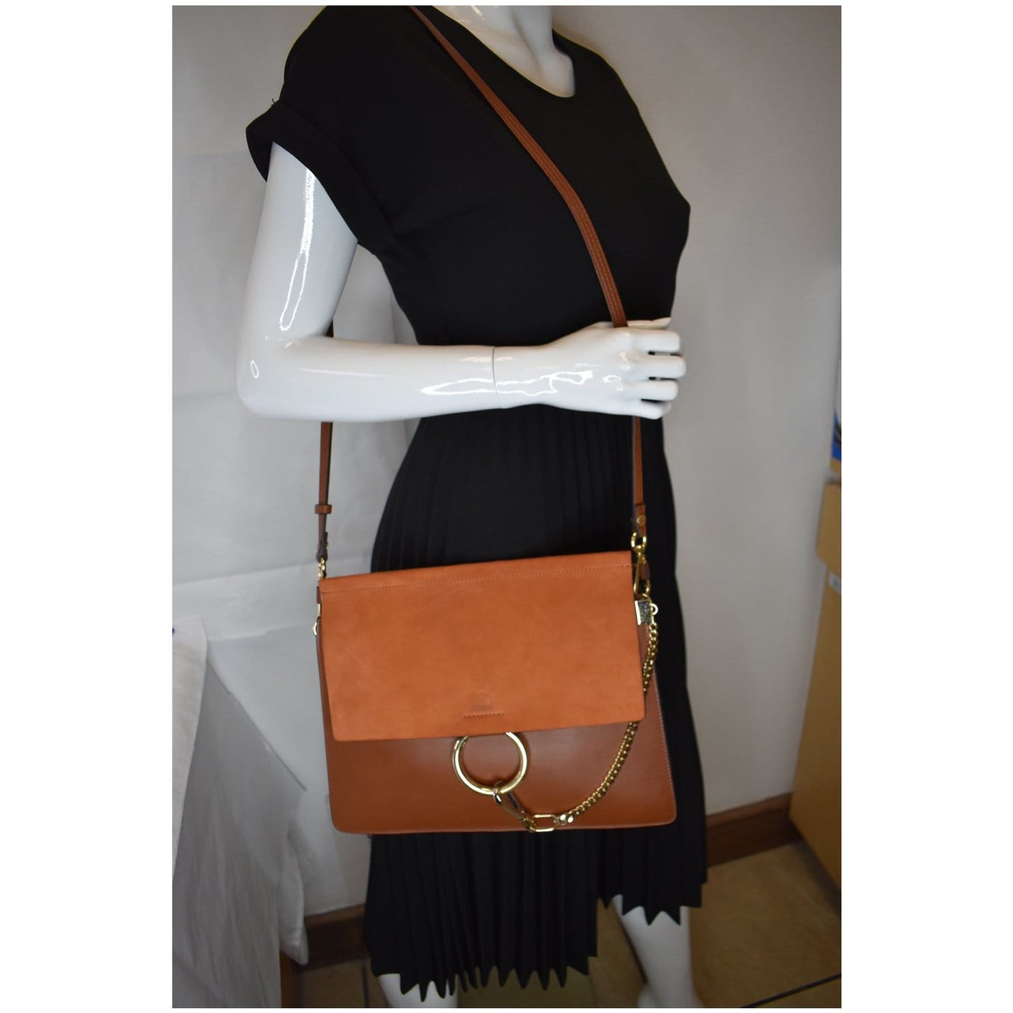 Chloe Faye Shoulder Bag Leather Brown