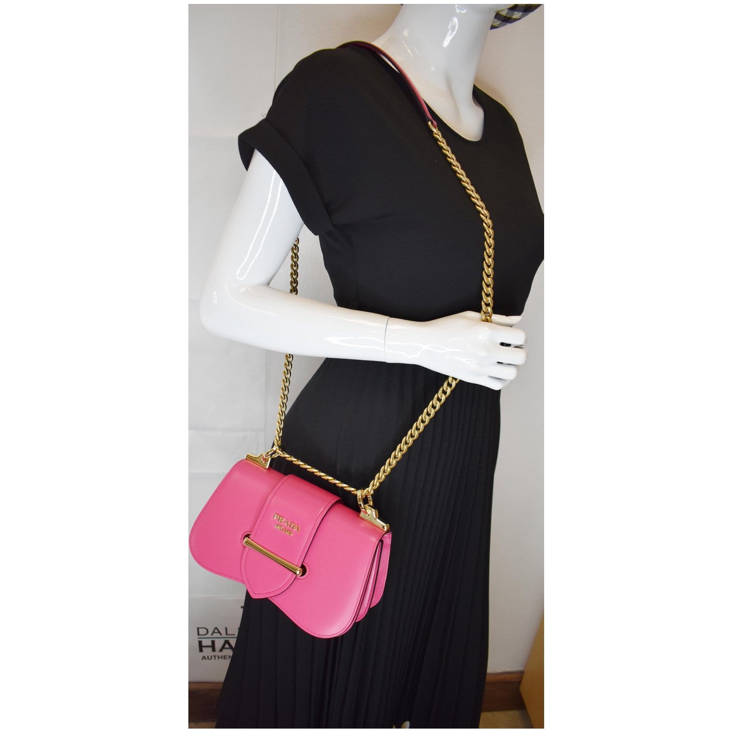 Prada City Sidonie Crossbody Bag Magenta Leather Small