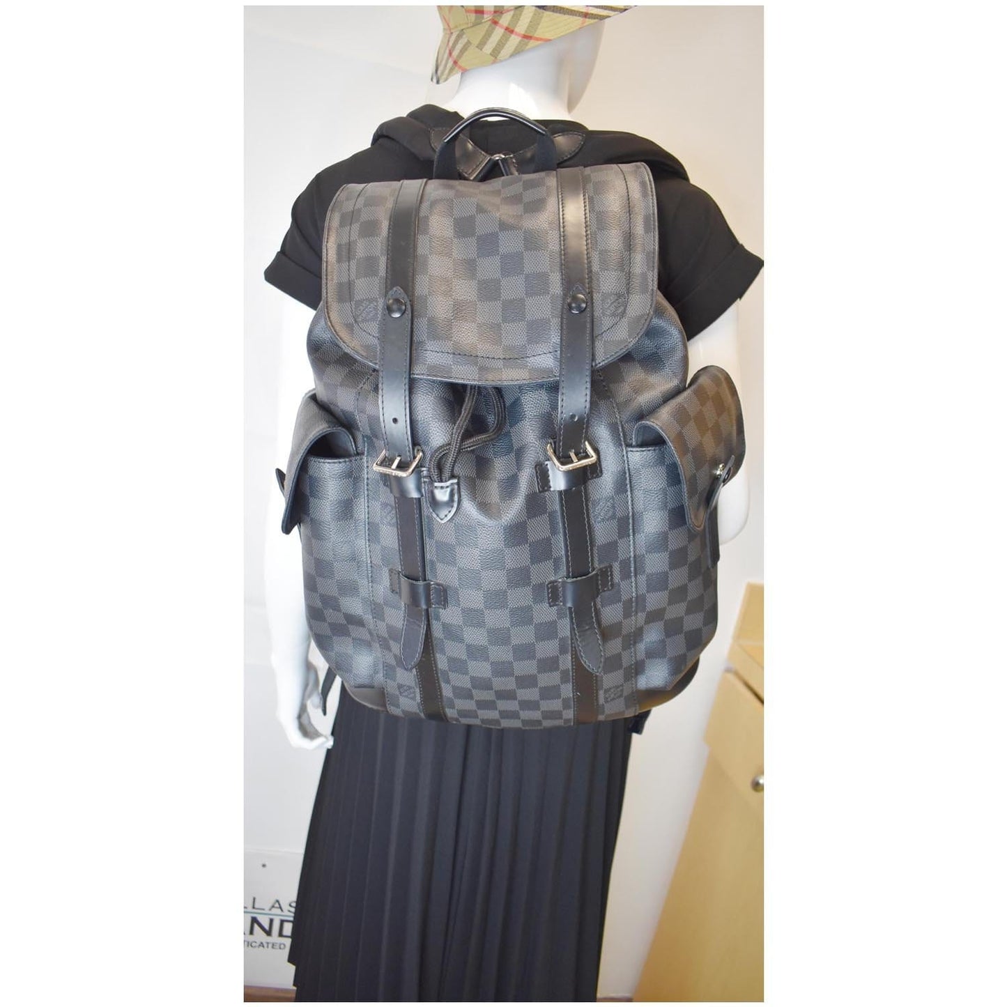 Louis Christopher Pm Damier Graphite Backpack Bag Black