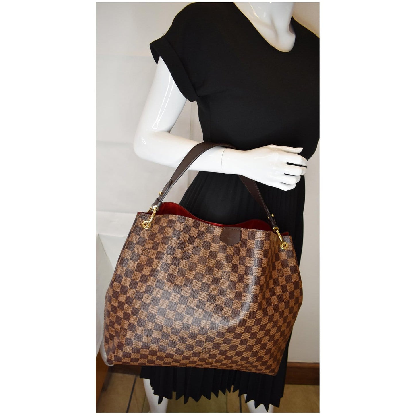 Louis Graceful Mm Damier Ebene Shoulder Bag Brown Brown 2