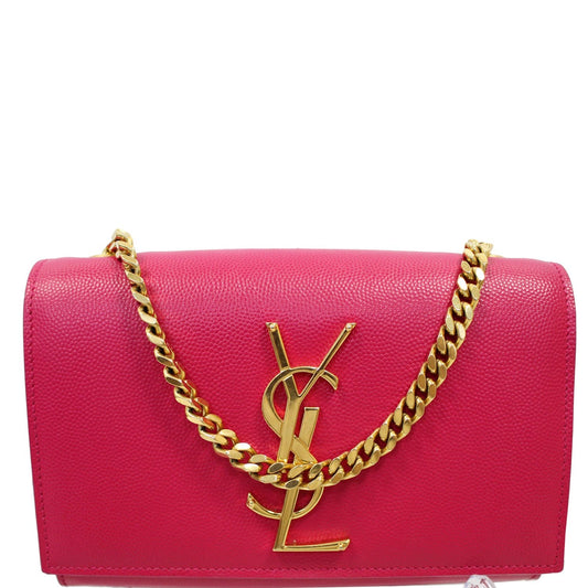 YSL Saint Laurent Saint Kate Grain De Poudre Crossbody Bag Pink Small