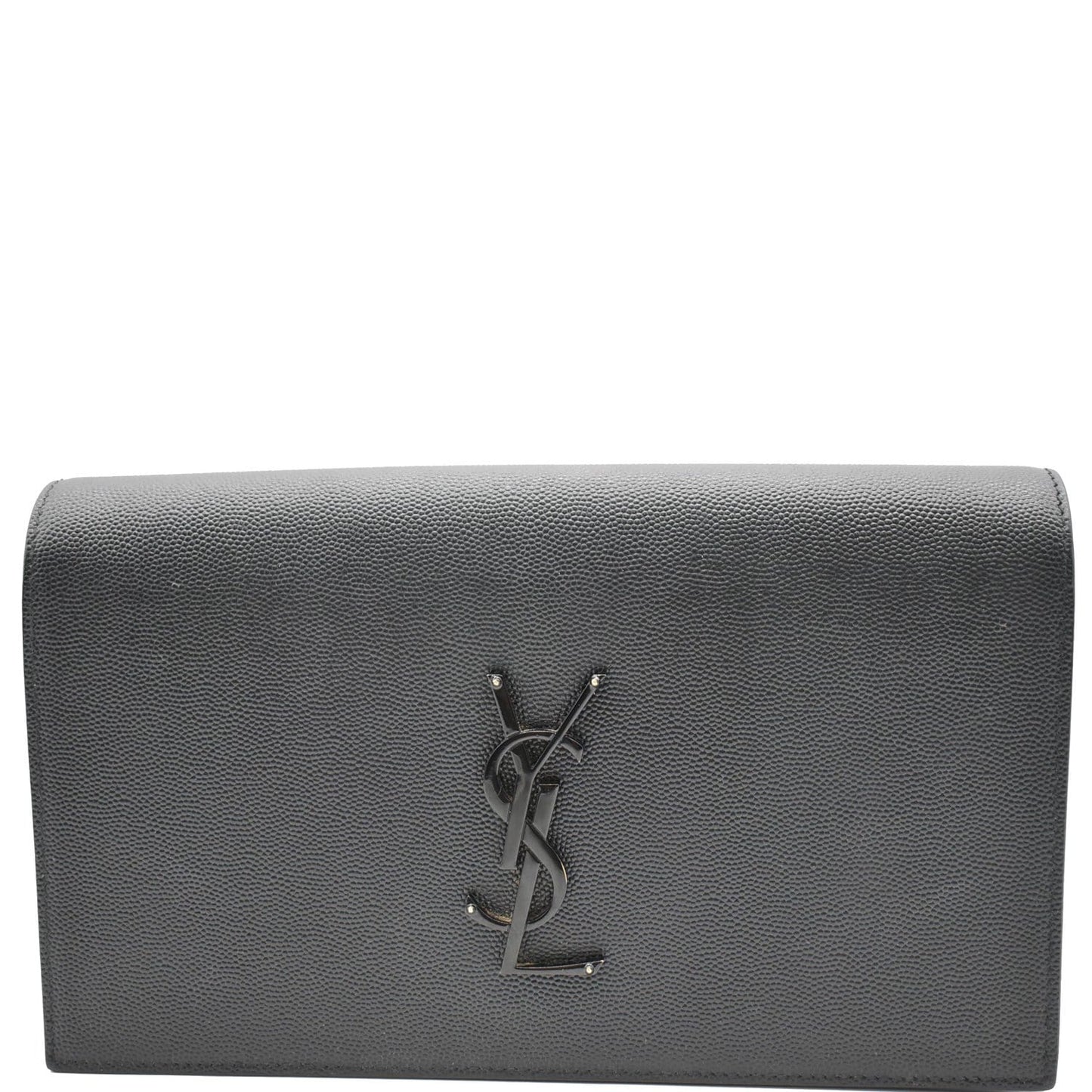 YSL Saint Laurent Saint Kate Pebbled Clutch Wallet Leather Black Clutch Bag
