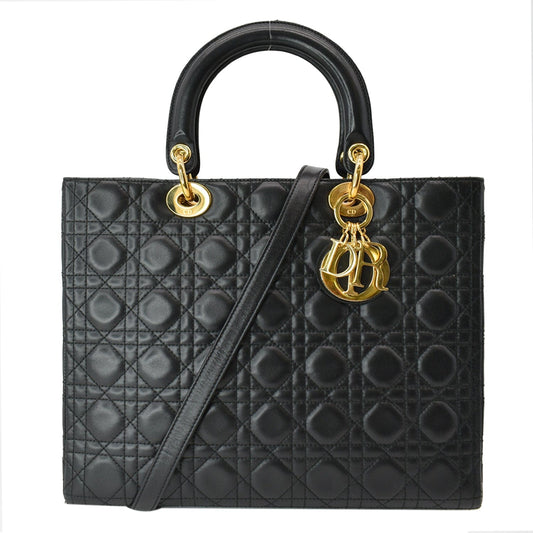 Dior Lady Cannage Shoulder Bag Black Large