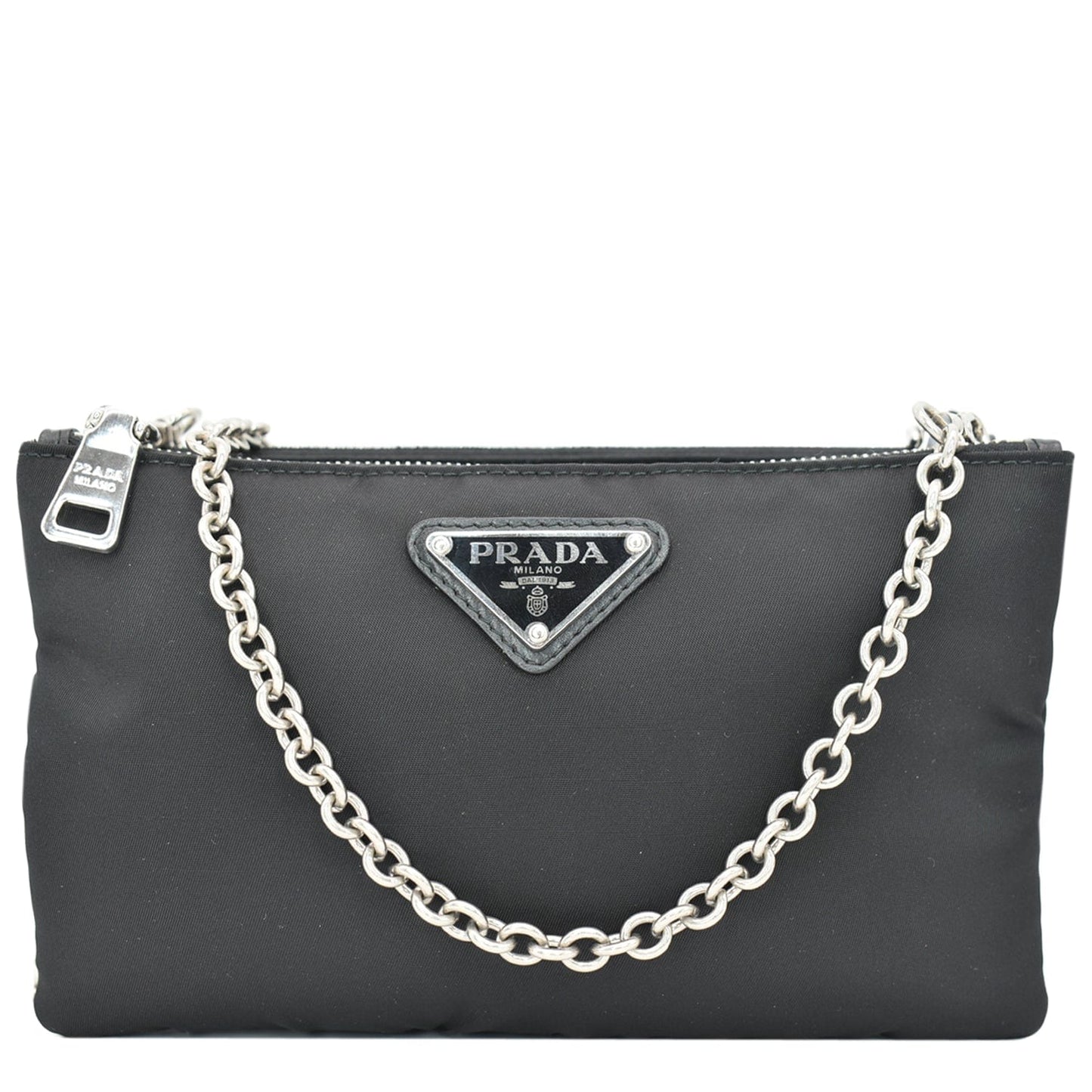 Prada Chain Crossbody Bag Nylon Black
