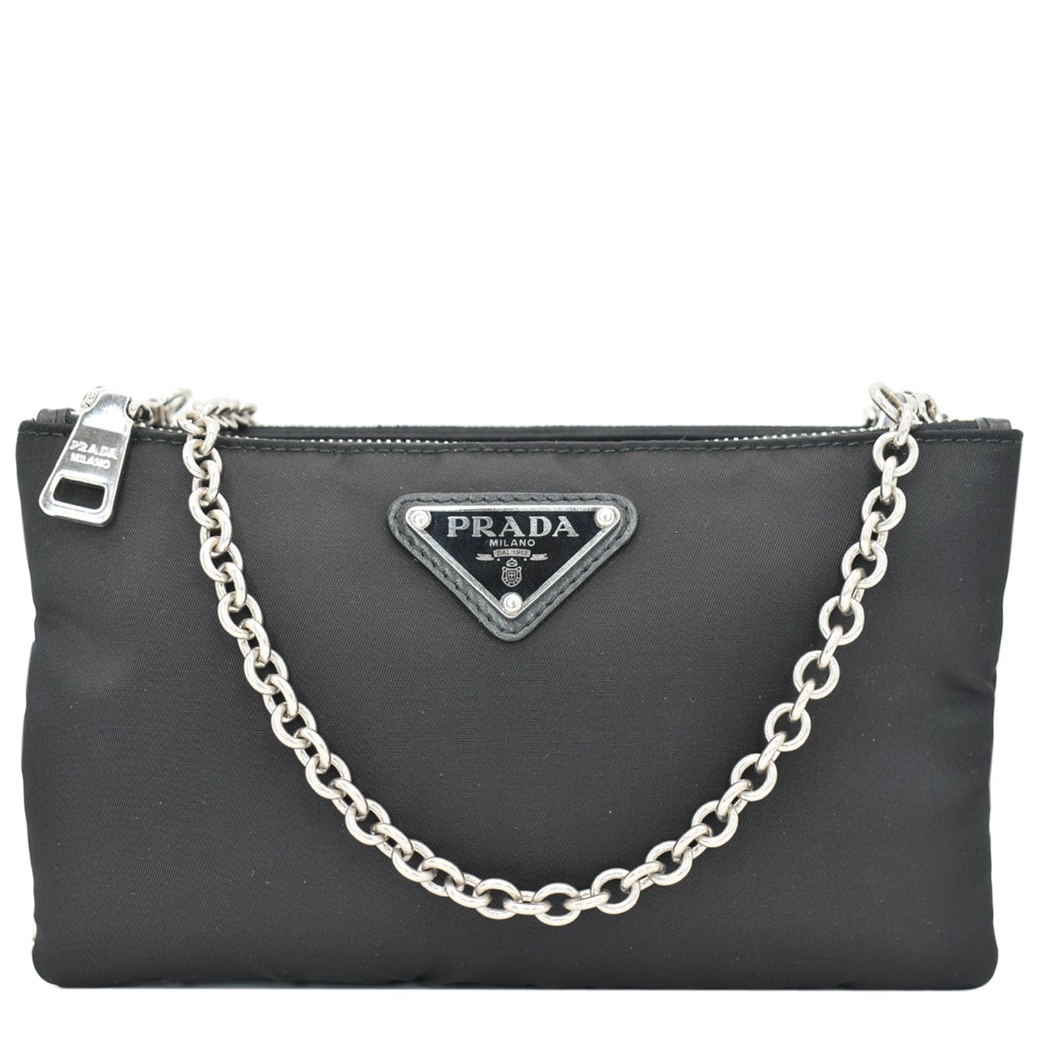 Prada Chain Crossbody Bag Nylon Black