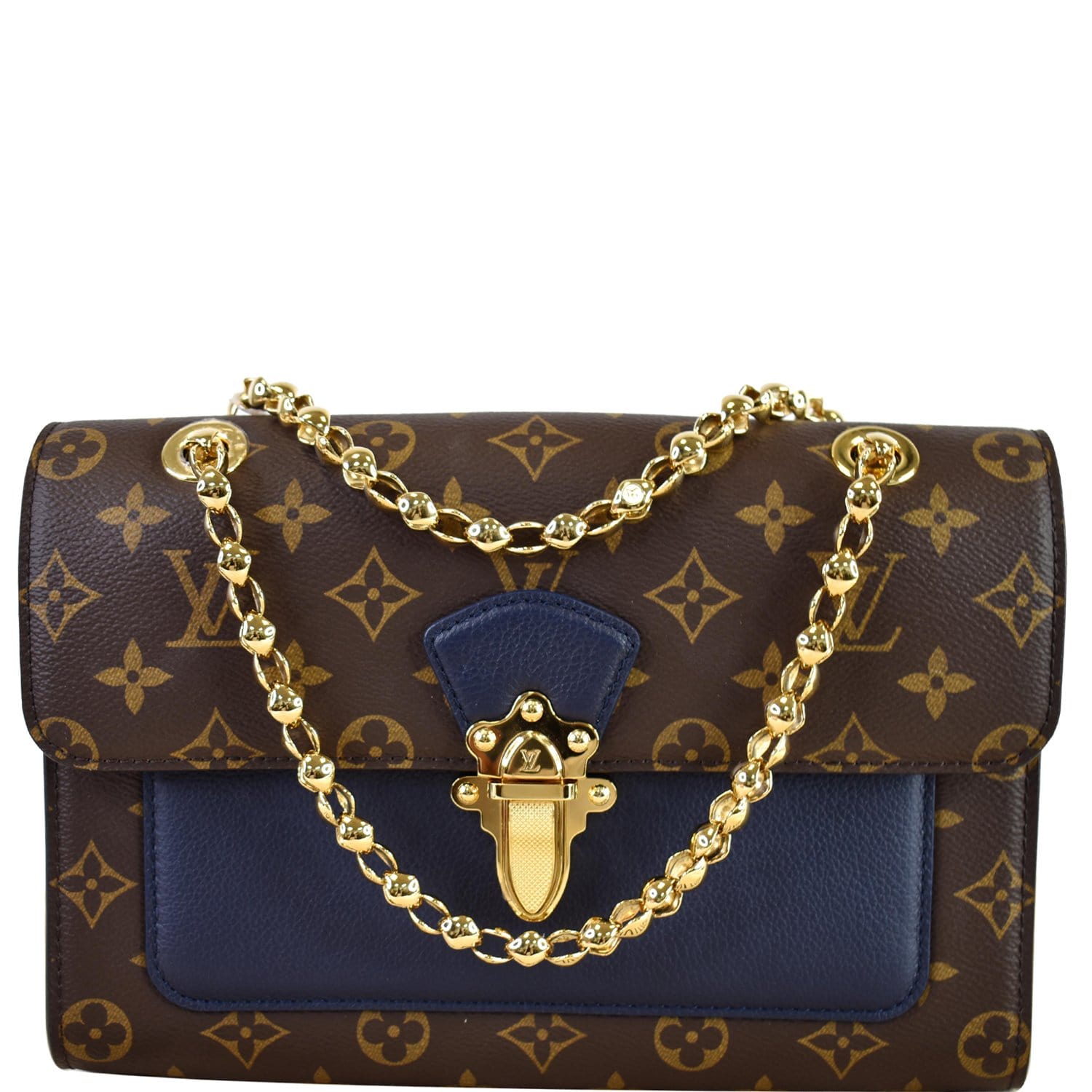 Louis Victoire Crossbody Bag Navy Canvas Monogram