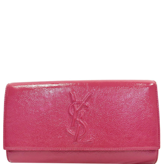 YSL Saint Laurent Saint Belle De Jour Patent Clutch Bag Leather Pink