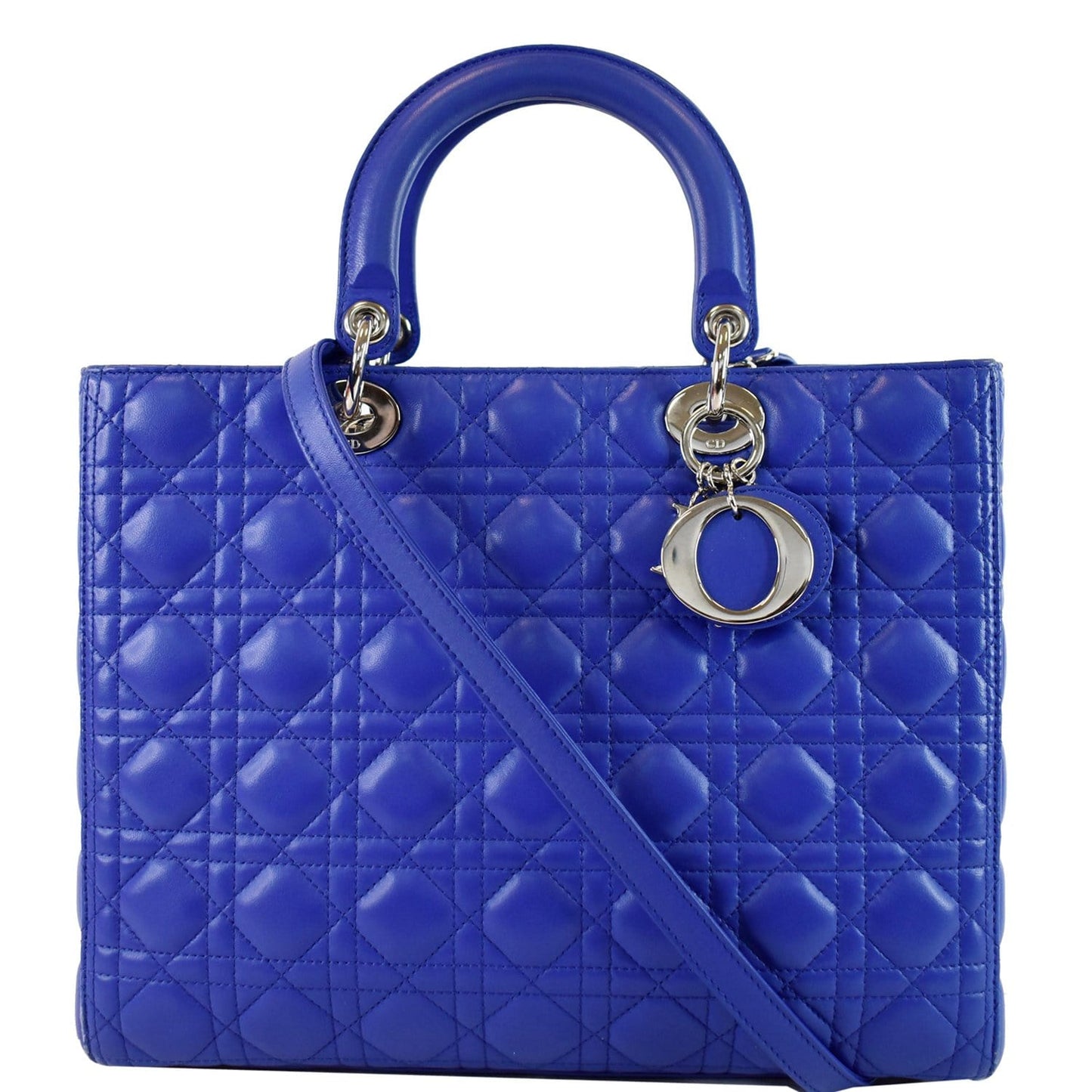 Dior Lady Lambskin Shoulder Bag Leather Blue