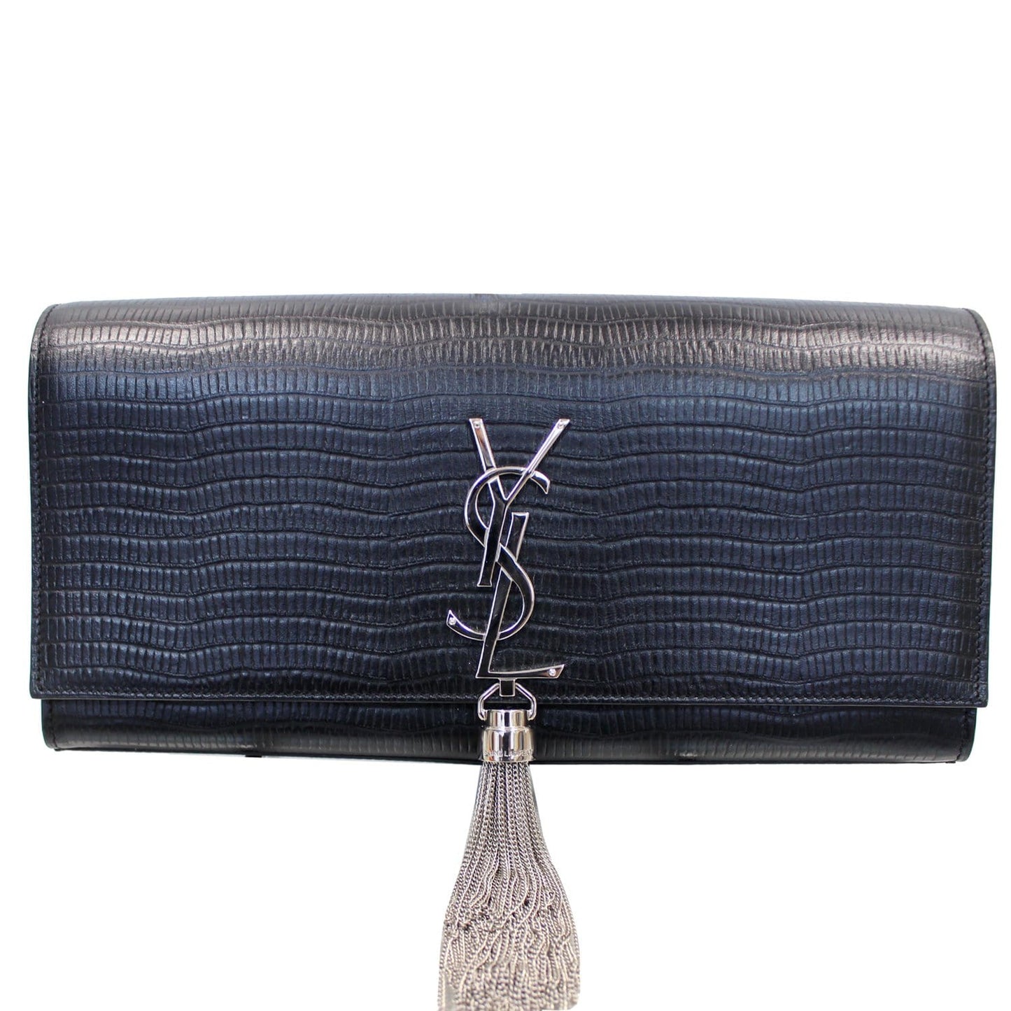 YSL Saint Laurent Saint Classic Kate Tassel Embossed Clutch Leather Monogram Clutch Bag