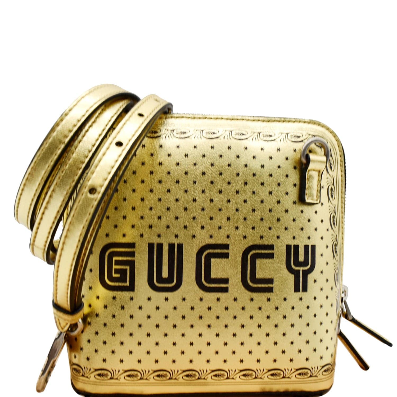 Gucci Moon Steller Guccy Crossbody Bag Leather Gold