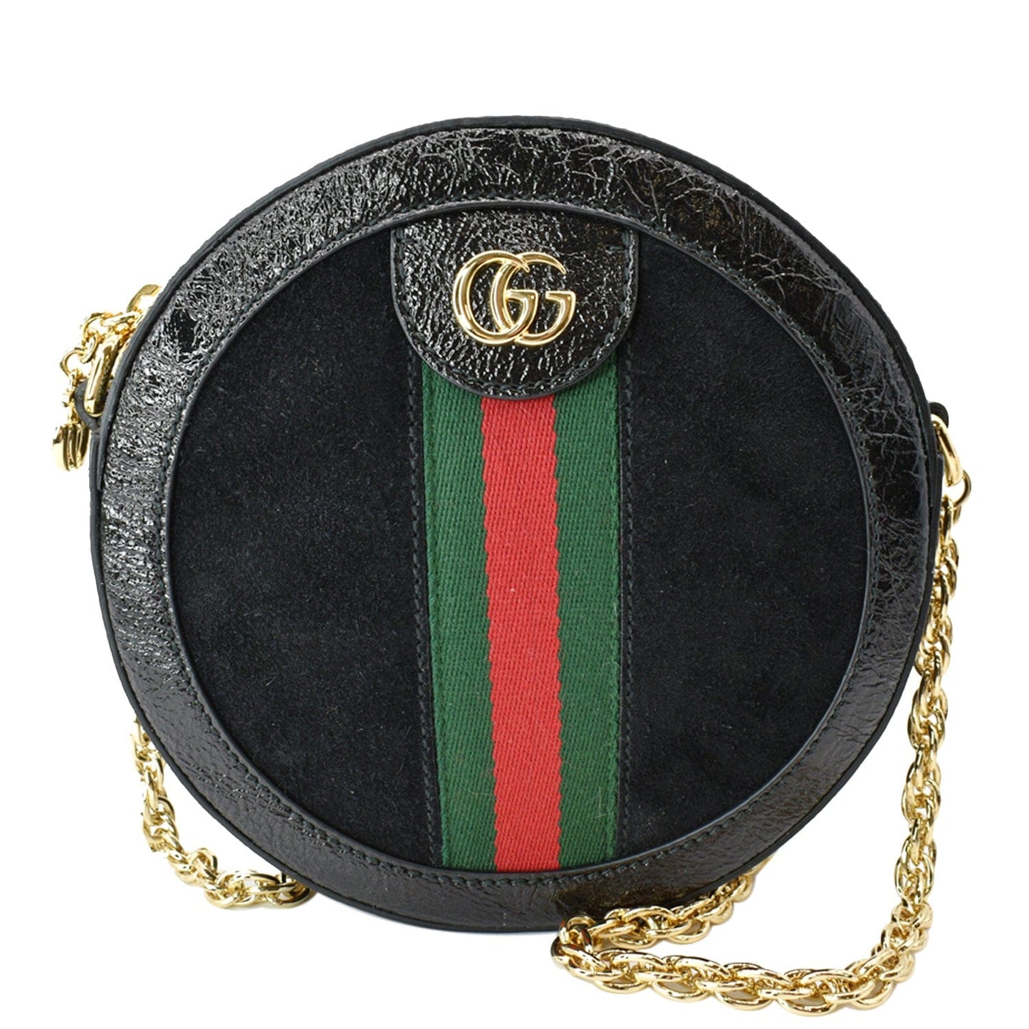 Gucci Ophidia Round Web Crossbody Bag Leather Black