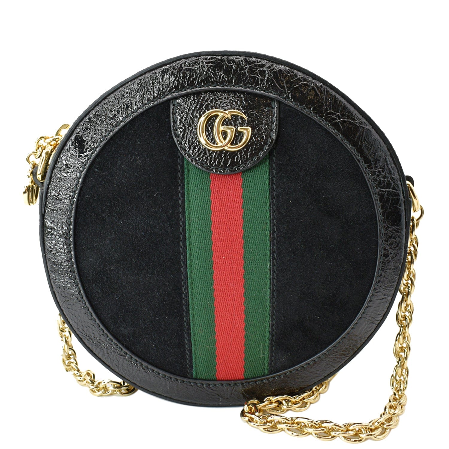 Gucci Ophidia Round Web Crossbody Bag Leather Black