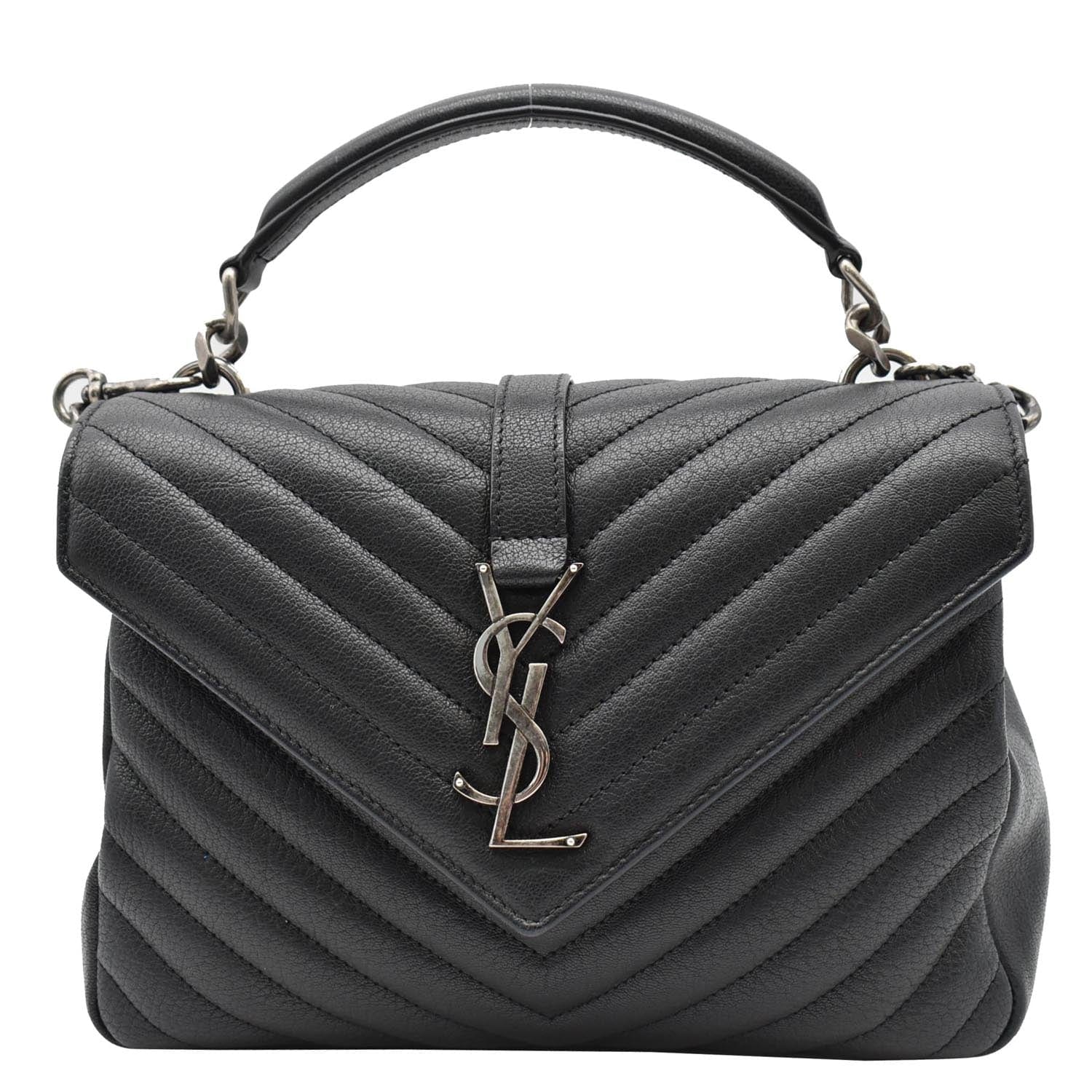 YSL Saint Laurent Saint College Medium Chevron Crossbody Bag Leather Monogram