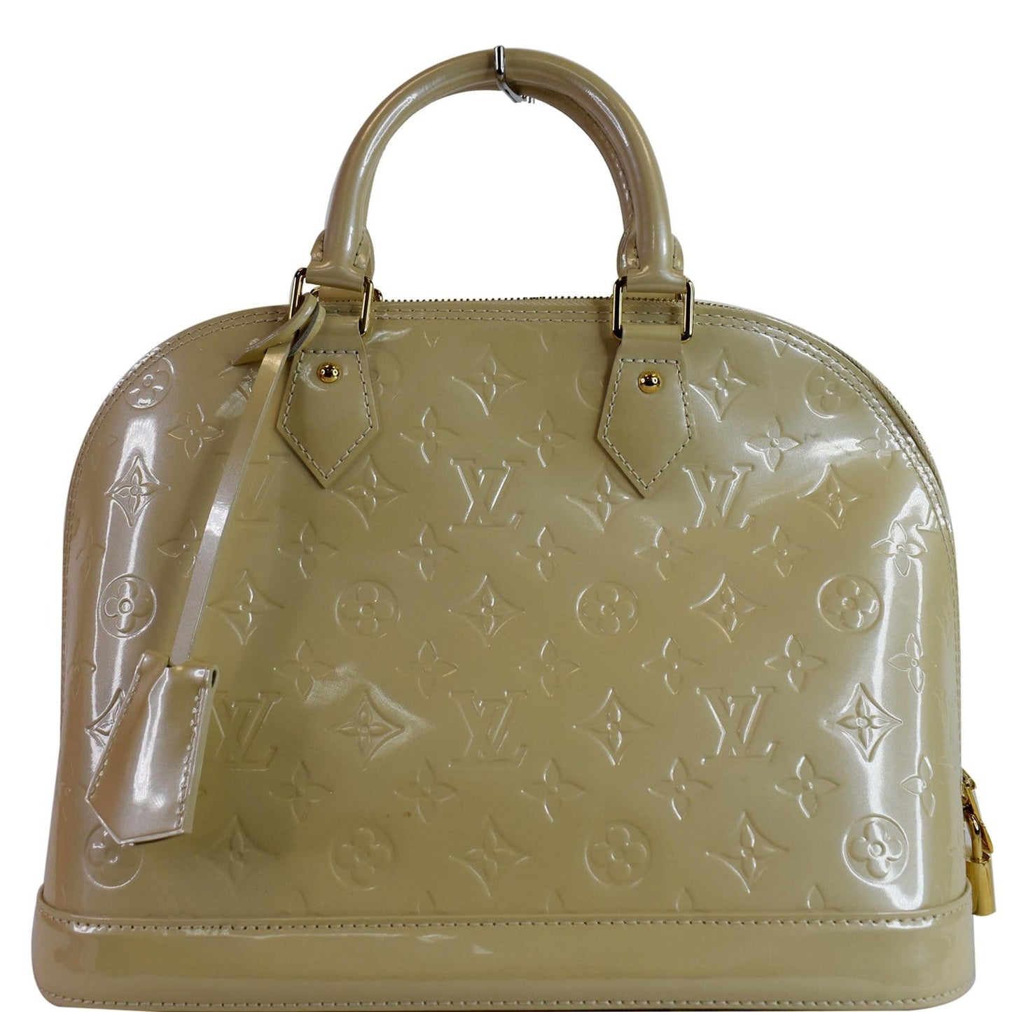 Louis Alma Pm Vernis Satchel Bag Off Monogram Cream Travel Bag