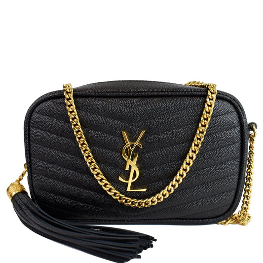 YSL Saint Laurent Saint Lou Grain De Poudre Camera Bag Black Mini Crossbody Bag Bag Black