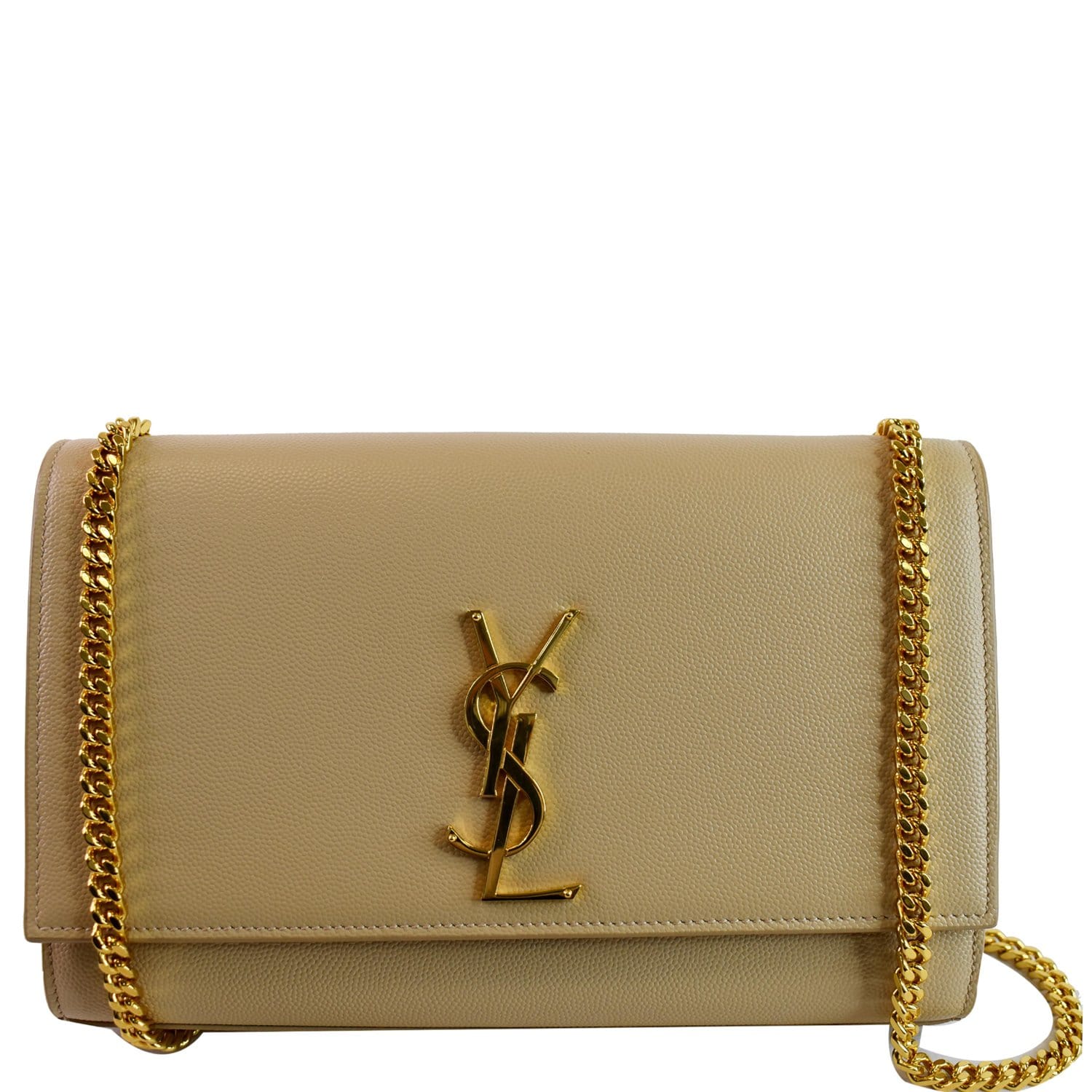 YSL Saint Laurent Saint Kate Grain De Poudre Crossbody Bag Beige Small