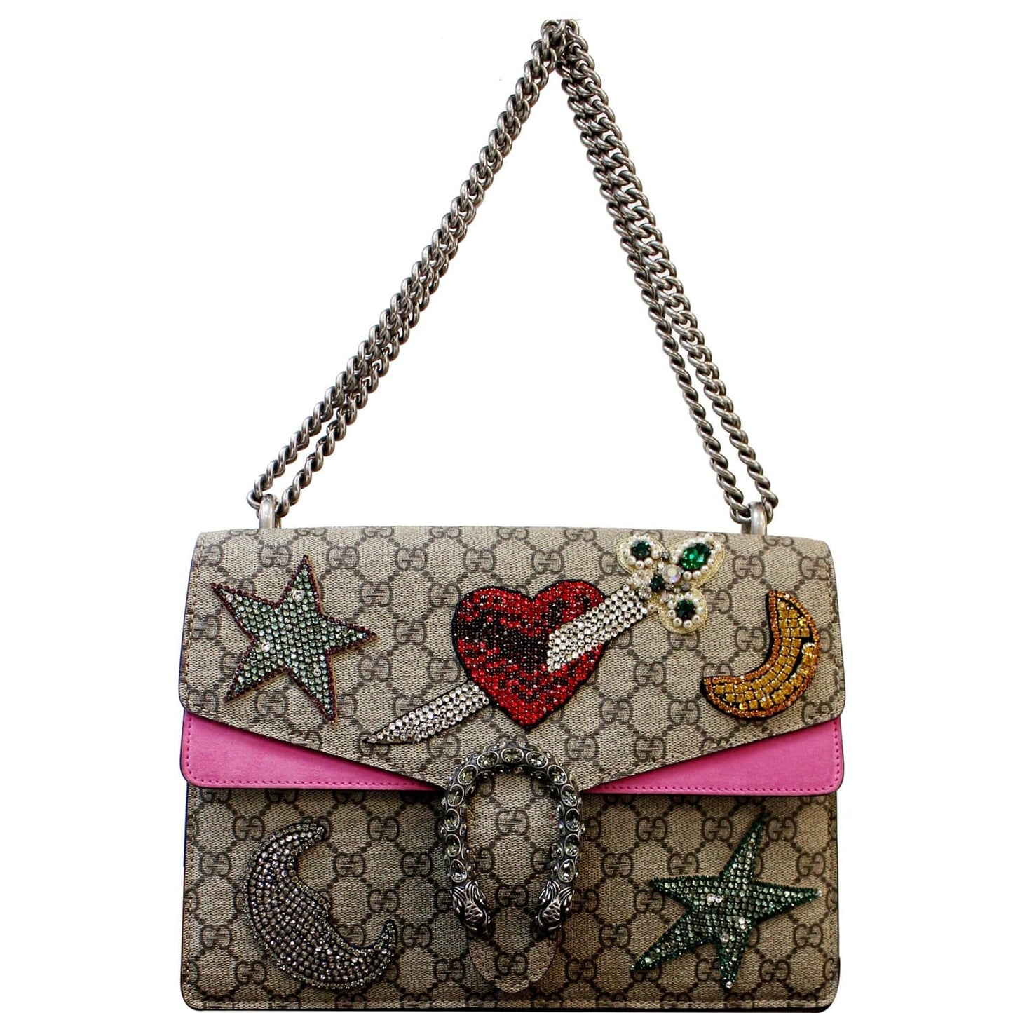 Gucci Dionysus Embroidered Supreme Shoulder Bag Beige