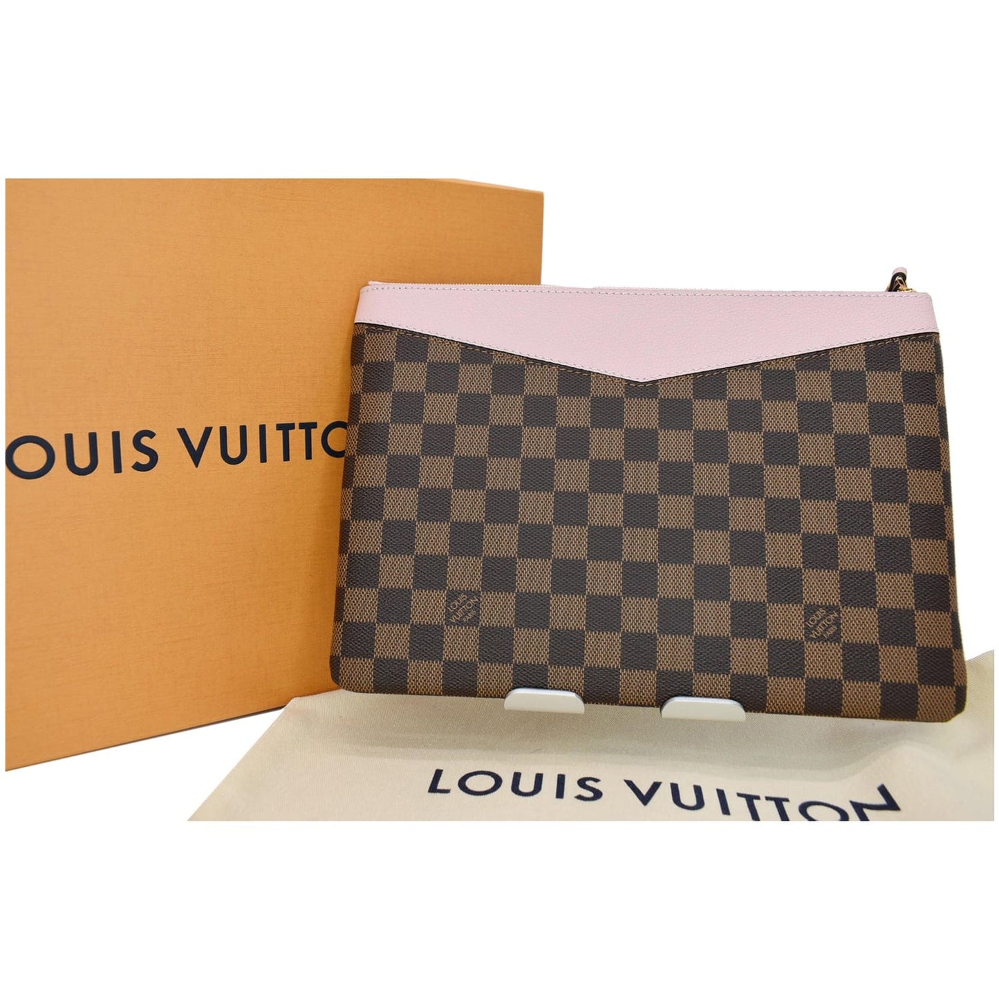 Louis Daily Pouch Clutch Bag Rose Poudre Canvas Monogram