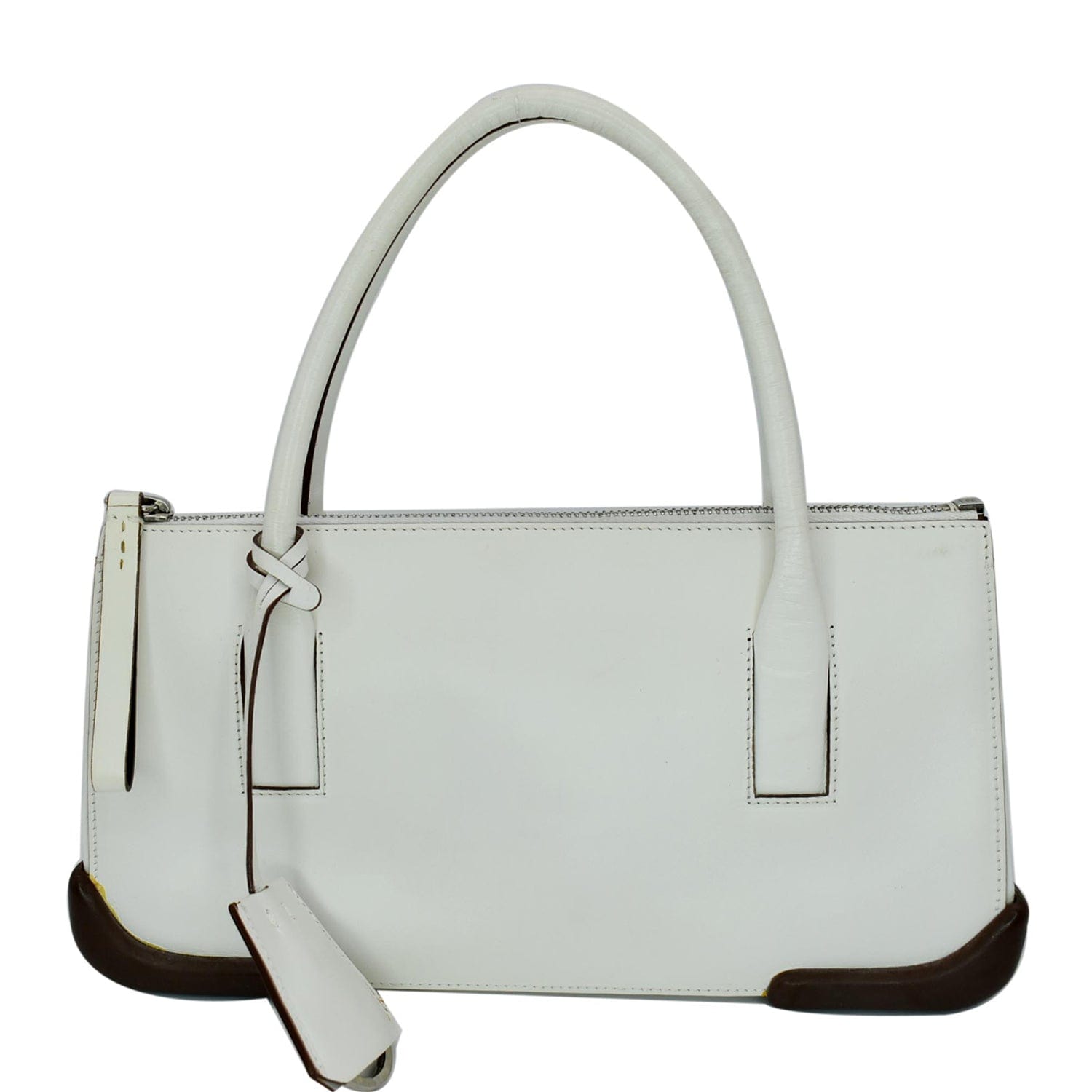 Prada Top Handle Bag Leather White Travel Bag