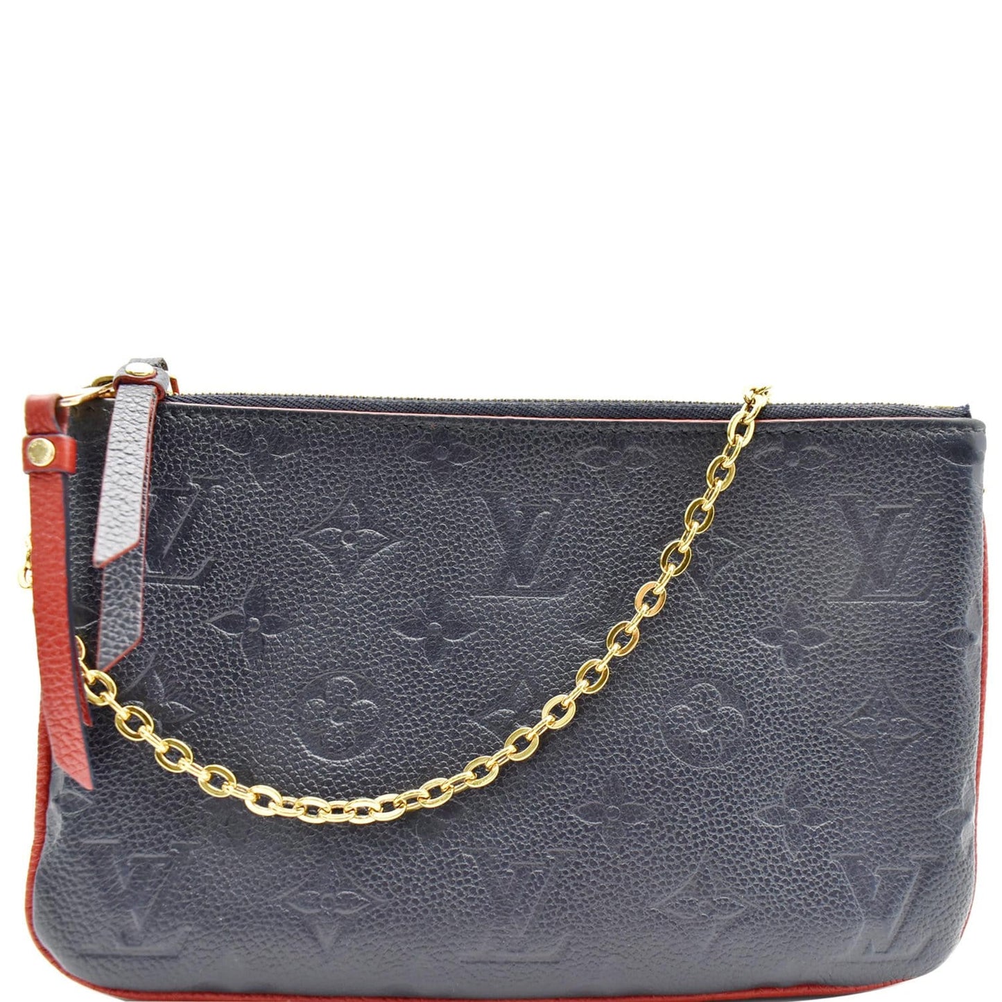 Louis Double Zip Pochette Empreinte Crossbody Bag Monogram Blue