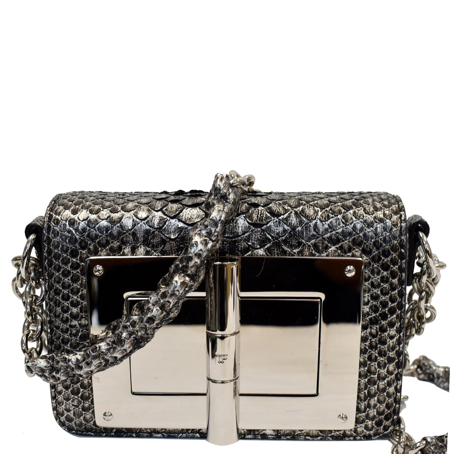 Tom Ford Natalia Turnlock Shoulder Bag Off Silver Small