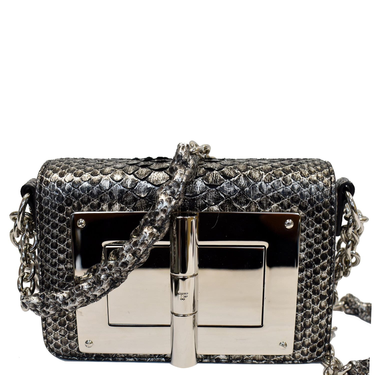Tom Ford Natalia Turnlock Shoulder Bag Off Silver Small