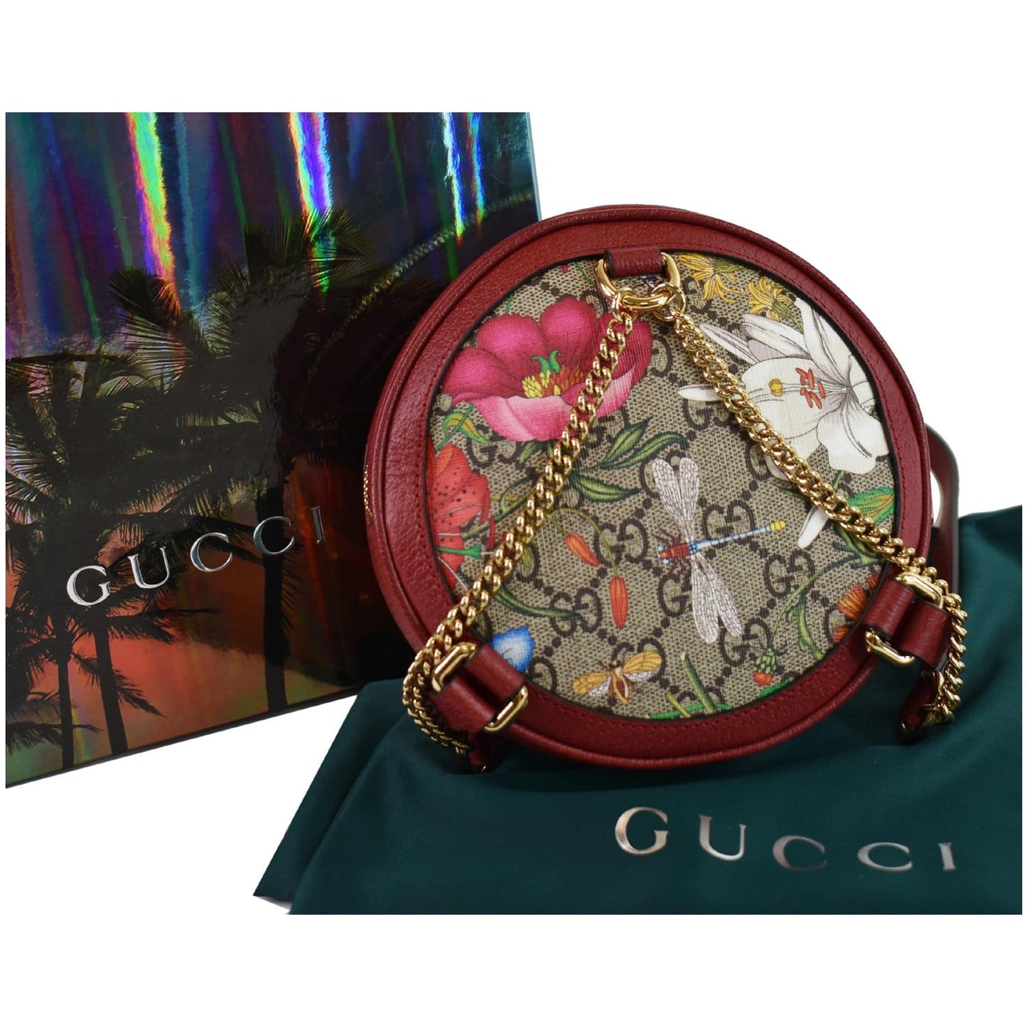 Gucci Ophidia Floral Supreme Backpack Bag Red Mini
