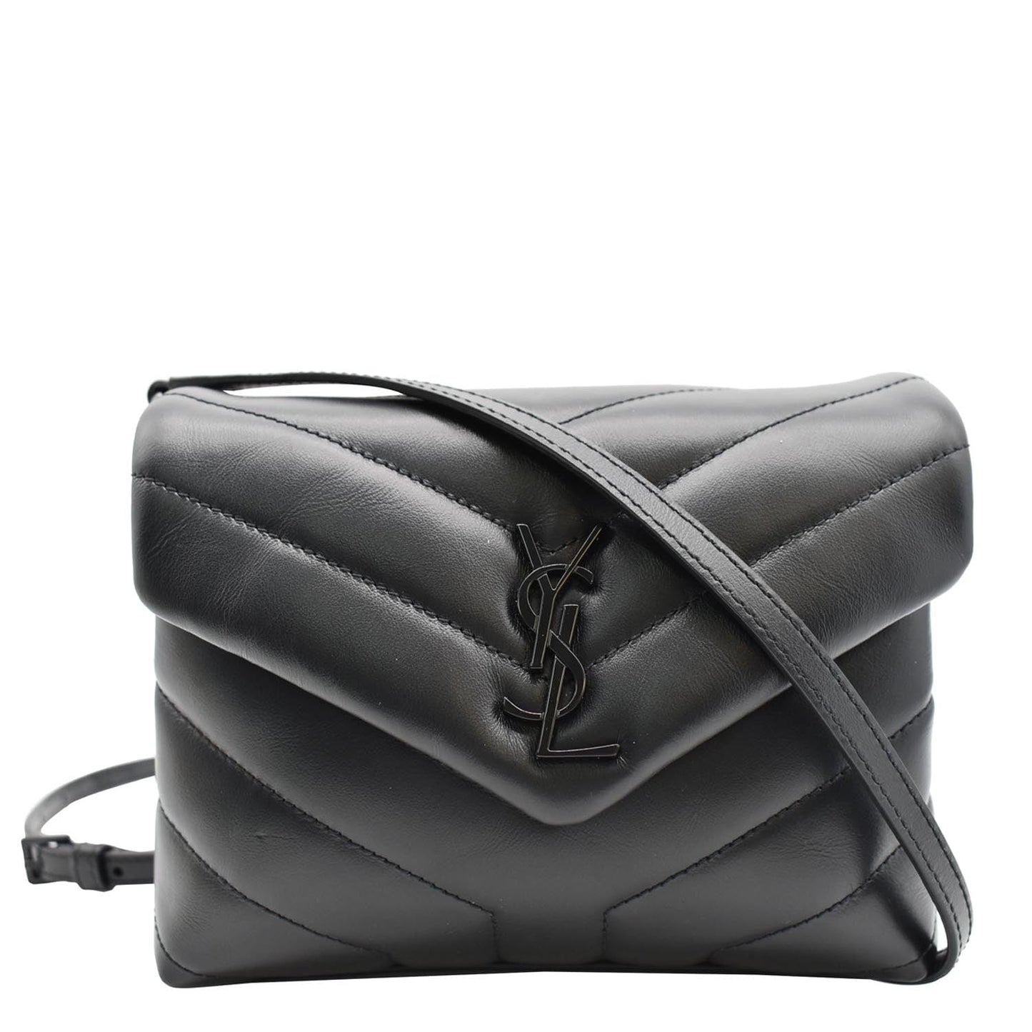 YSL Saint Laurent Saint Loulou Toy Crossbody Bag Leather Matelasse Black 2