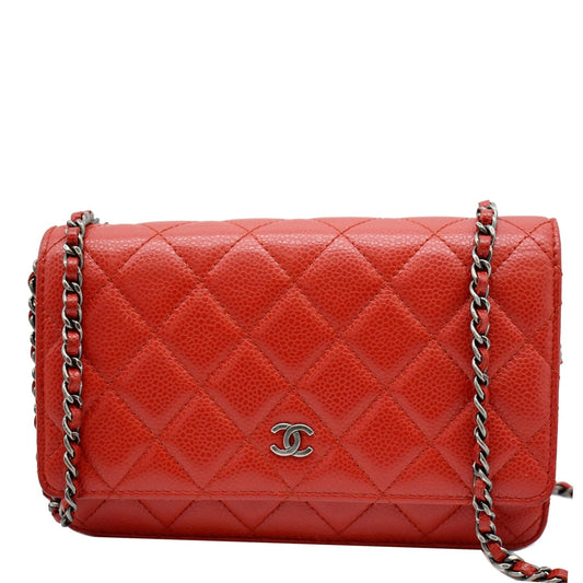 Chanel Cc Woc Caviar Crossbody Bag Leather Red