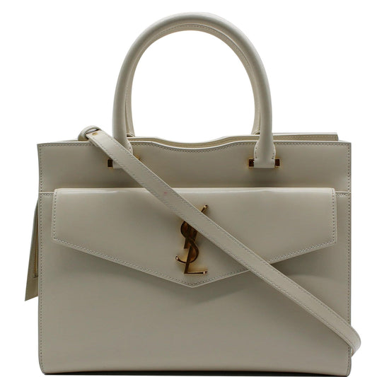 YSL Saint Laurent Saint Uptown Tote Bag Leather White