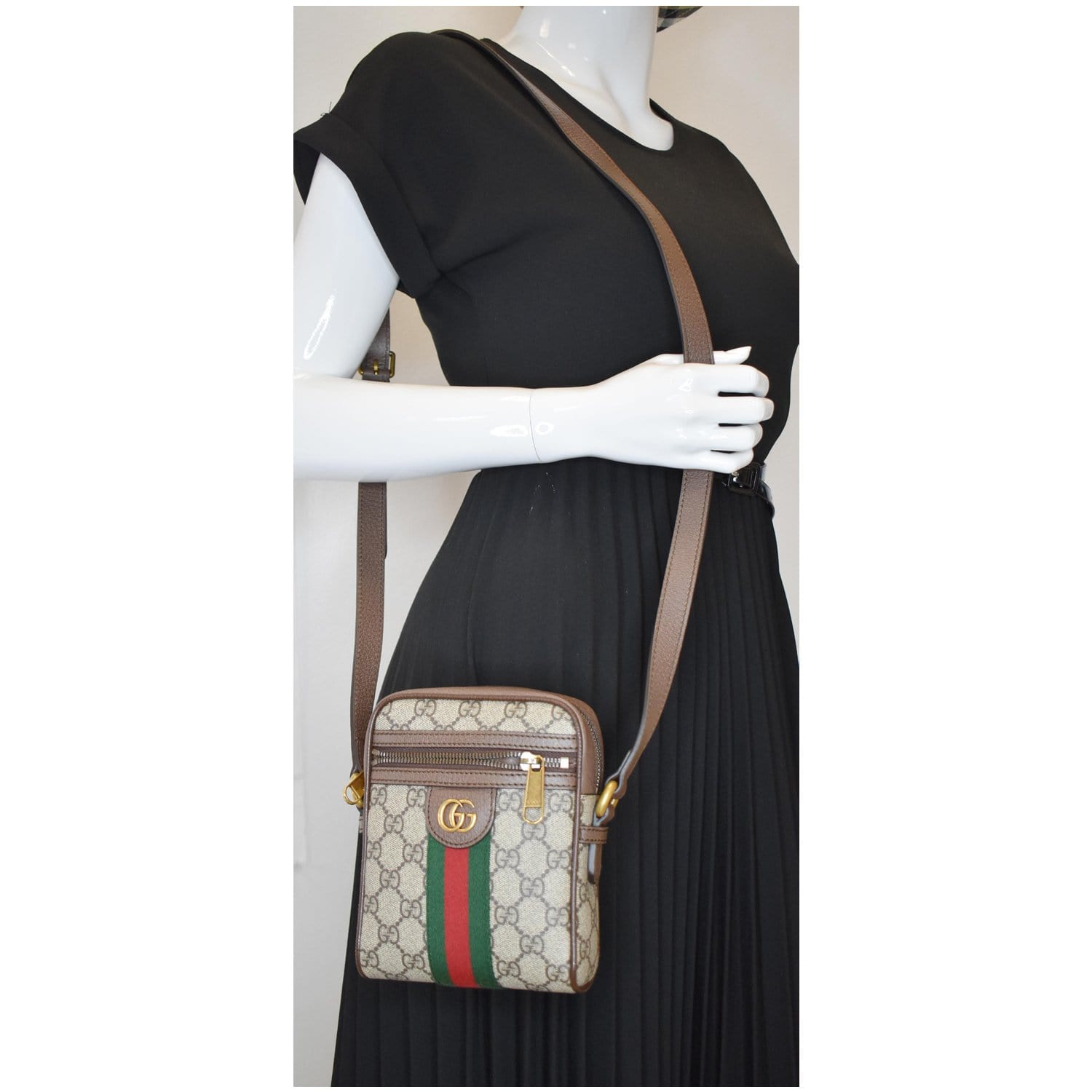 Gucci Ophidia Supreme Shoulder Bag Canvas Beige Beige 598127