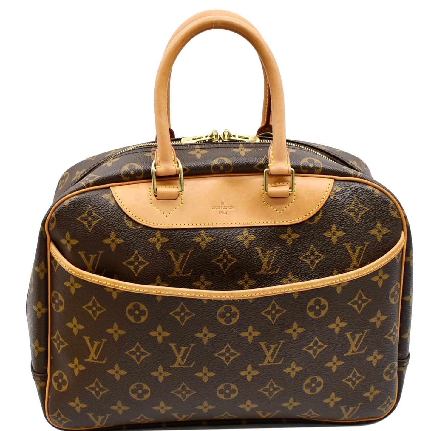 Louis Deauville Boston Satchel Bag Canvas Monogram Travel Bag Brown 1