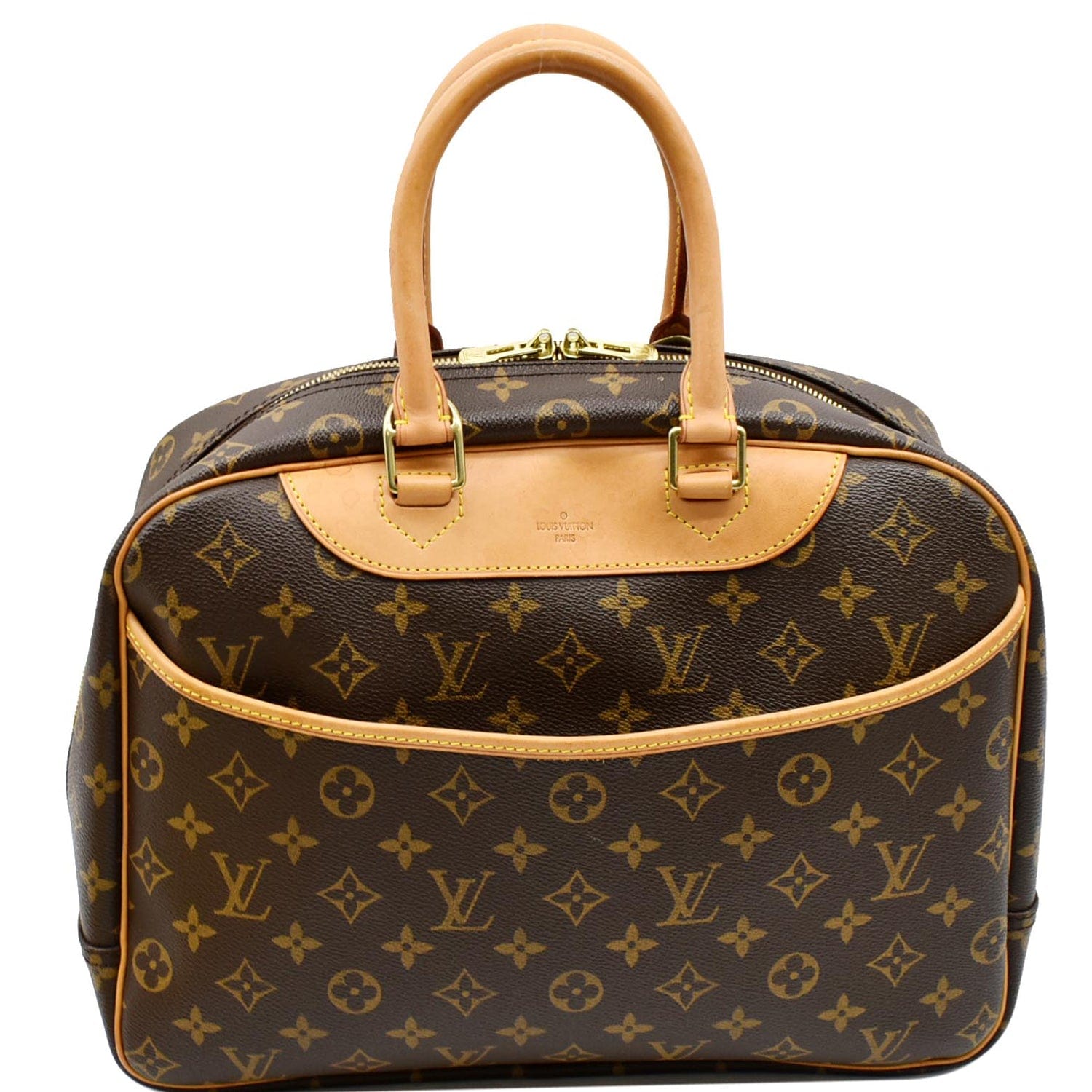 Louis Deauville Boston Satchel Bag Canvas Monogram Travel Bag Brown 1