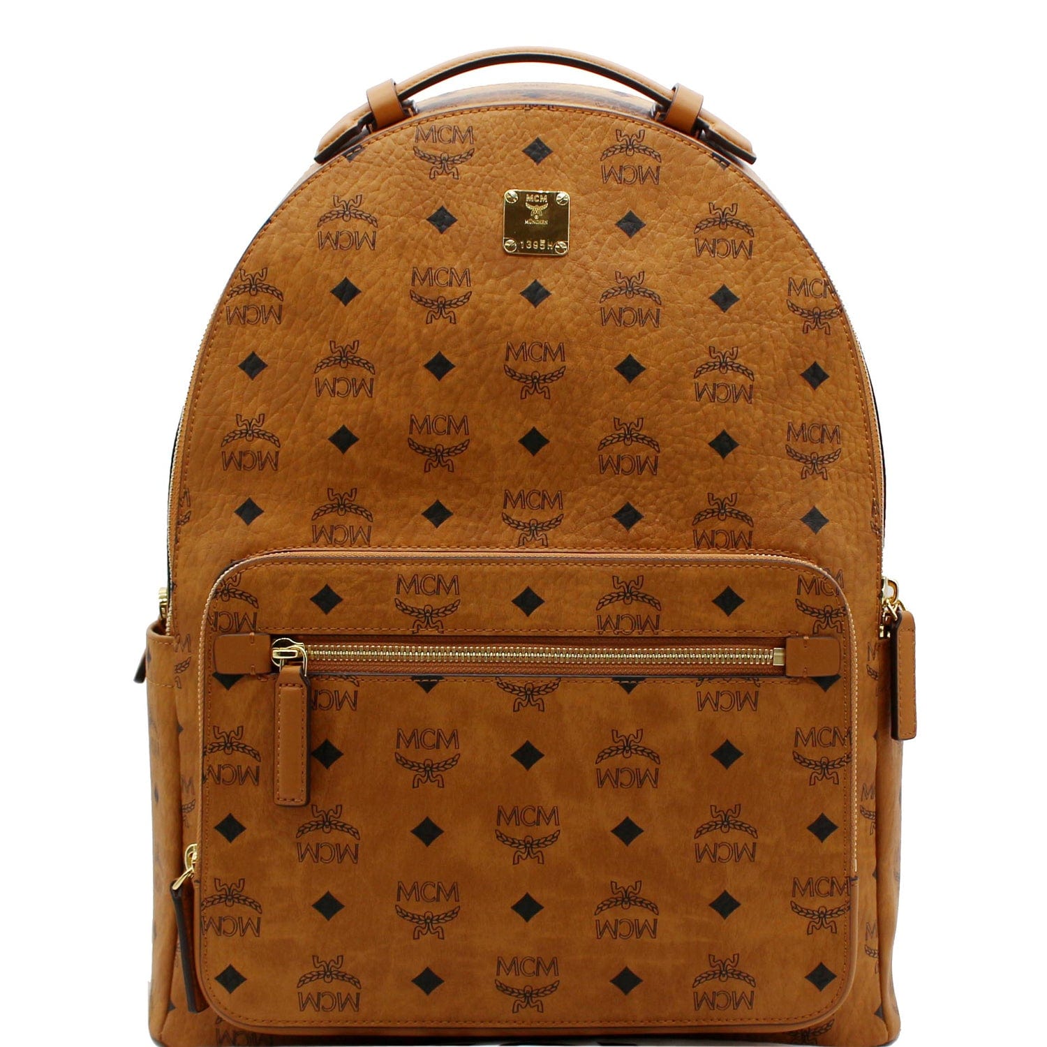 MCM Stark Classic Visetos Backpack Bag Cognac Canvas