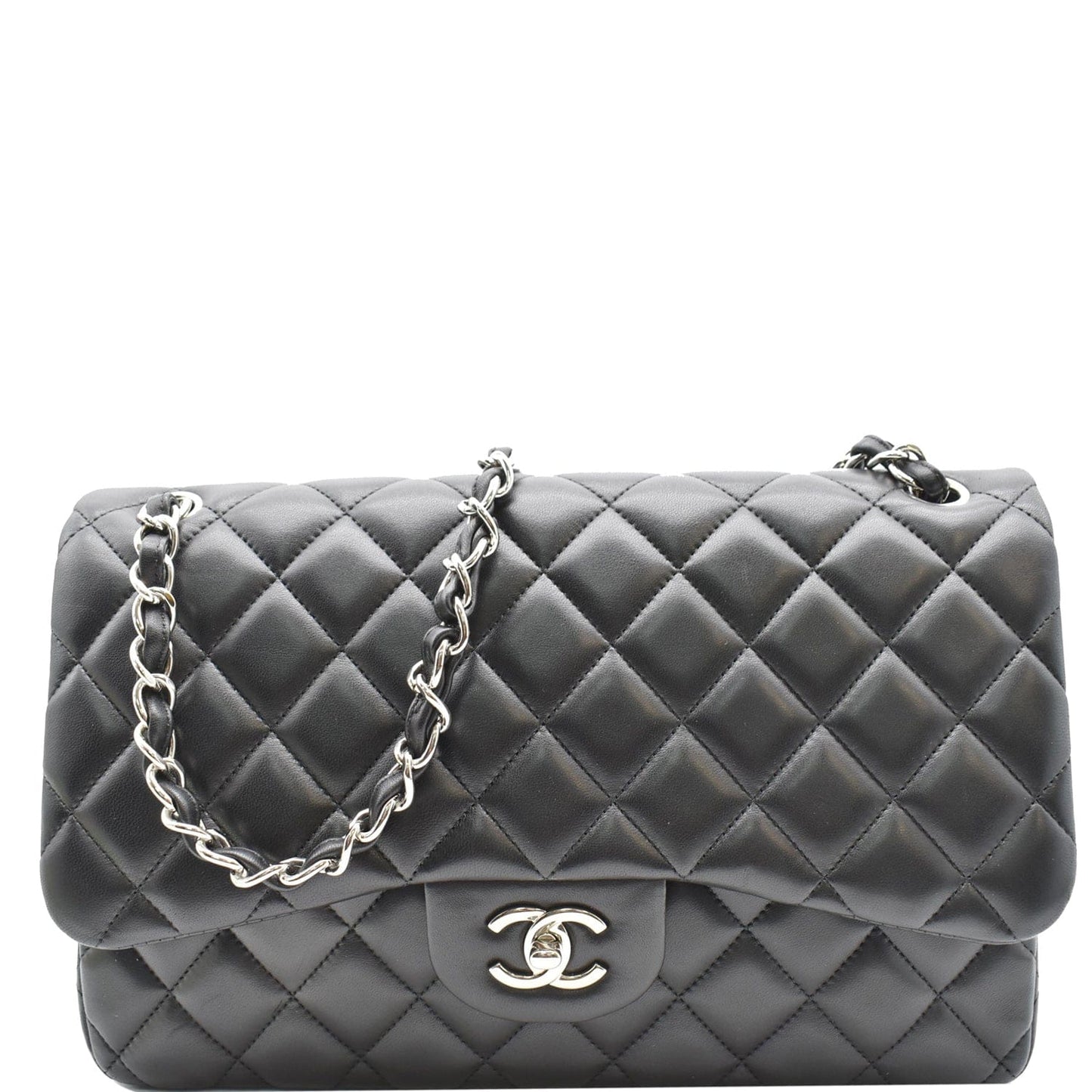 Chanel Classic Jumbo Double Shoulder Bag Leather Black
