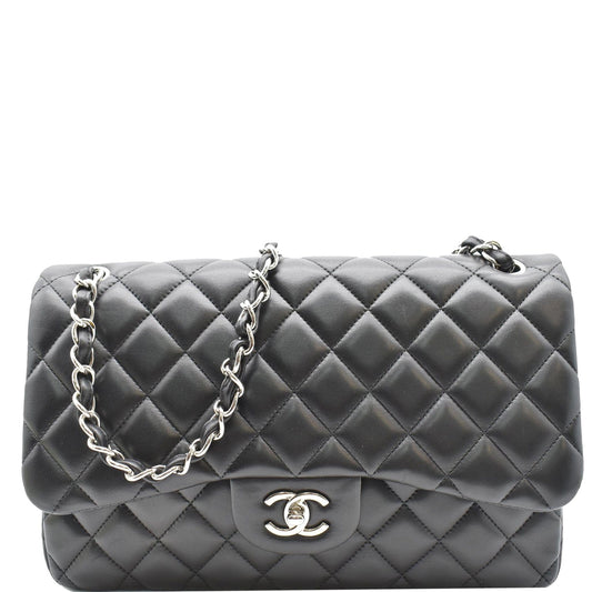 Chanel Classic Jumbo Double Shoulder Bag Leather Black