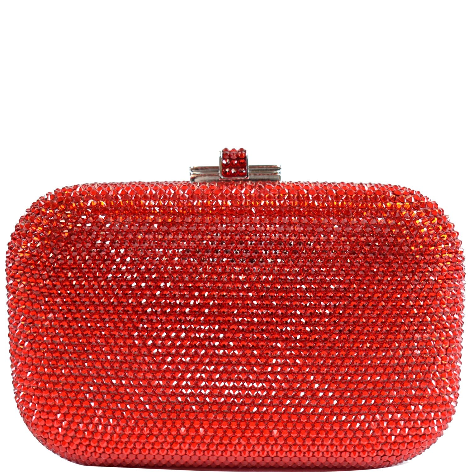 Slide Lock Crystal Clutch Bag Red Chain