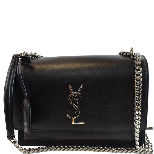 YSL Saint Laurent Saint Sunset Medium Shoulder Bag Leather Monogram Bag Black