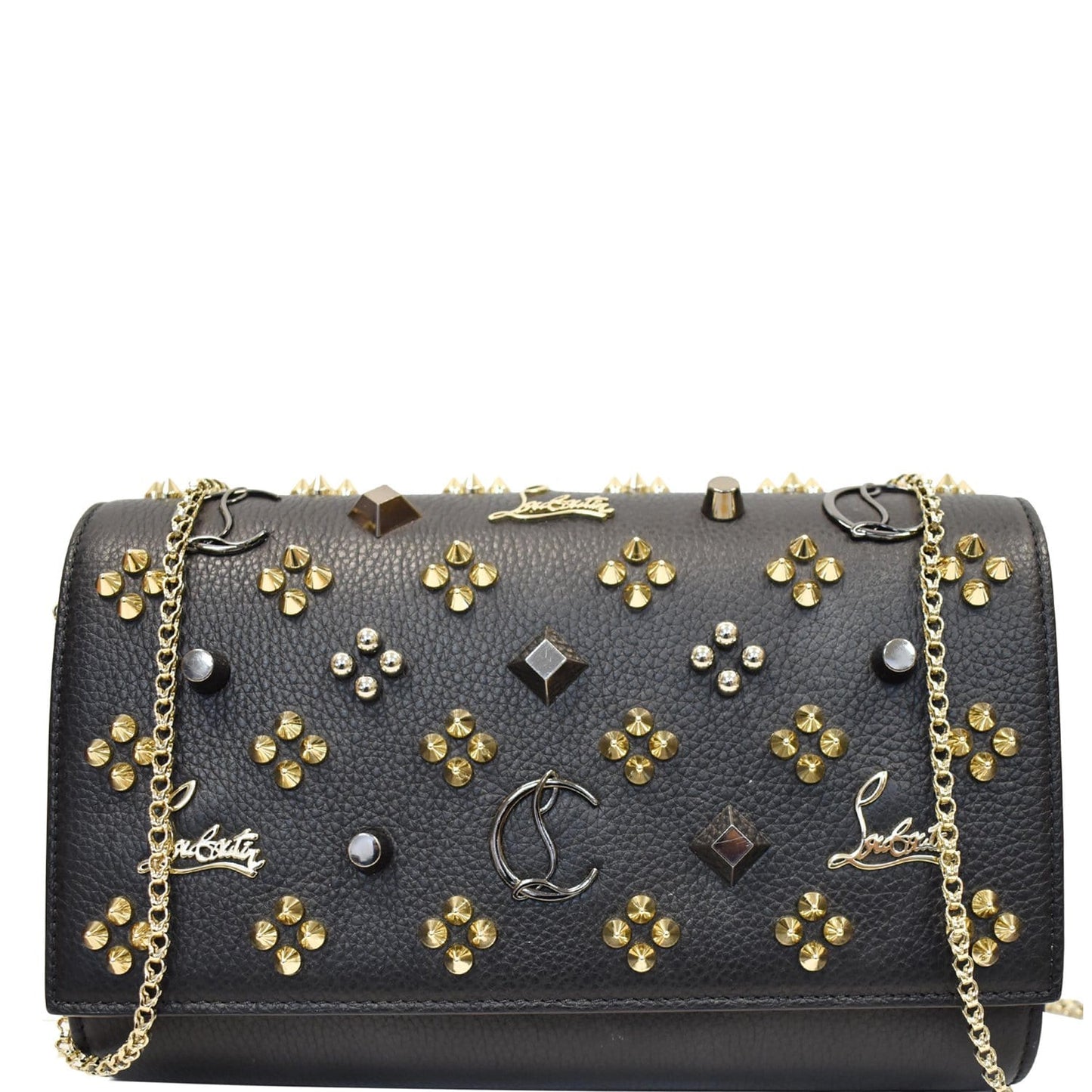 Paloma Embellished Clutch Bag Leather Black Shoulder Bag