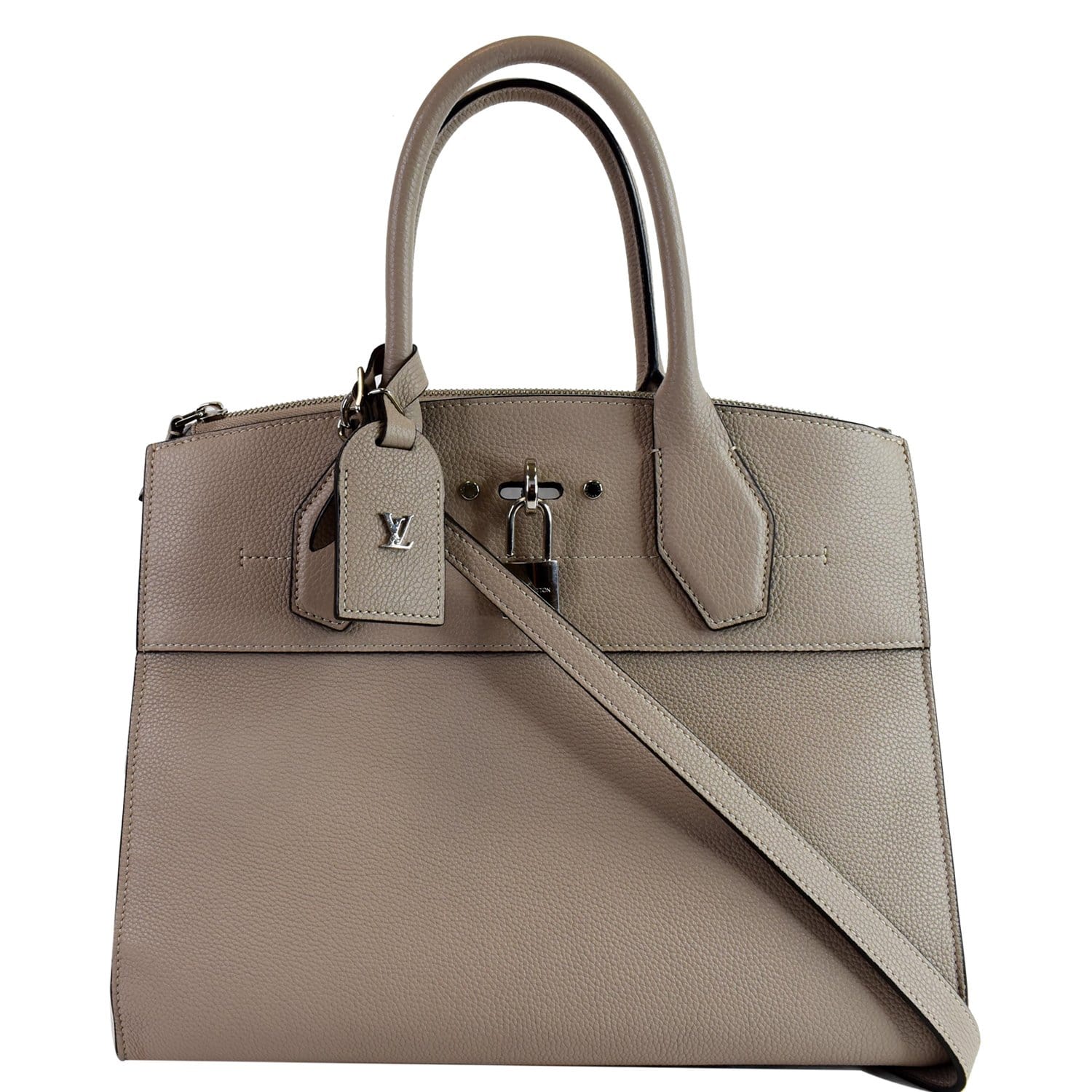 Louis City Steamer Mm Shoulder Bag Grey Leather