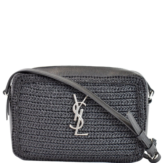 YSL Saint Laurent Saint Lou Camera Crossbody Bag Canvas Raffia