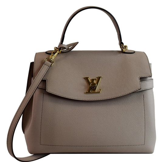 Louis Vuitton Lockme Ever Mm Pebbled Shoulder Bag Greige Leather