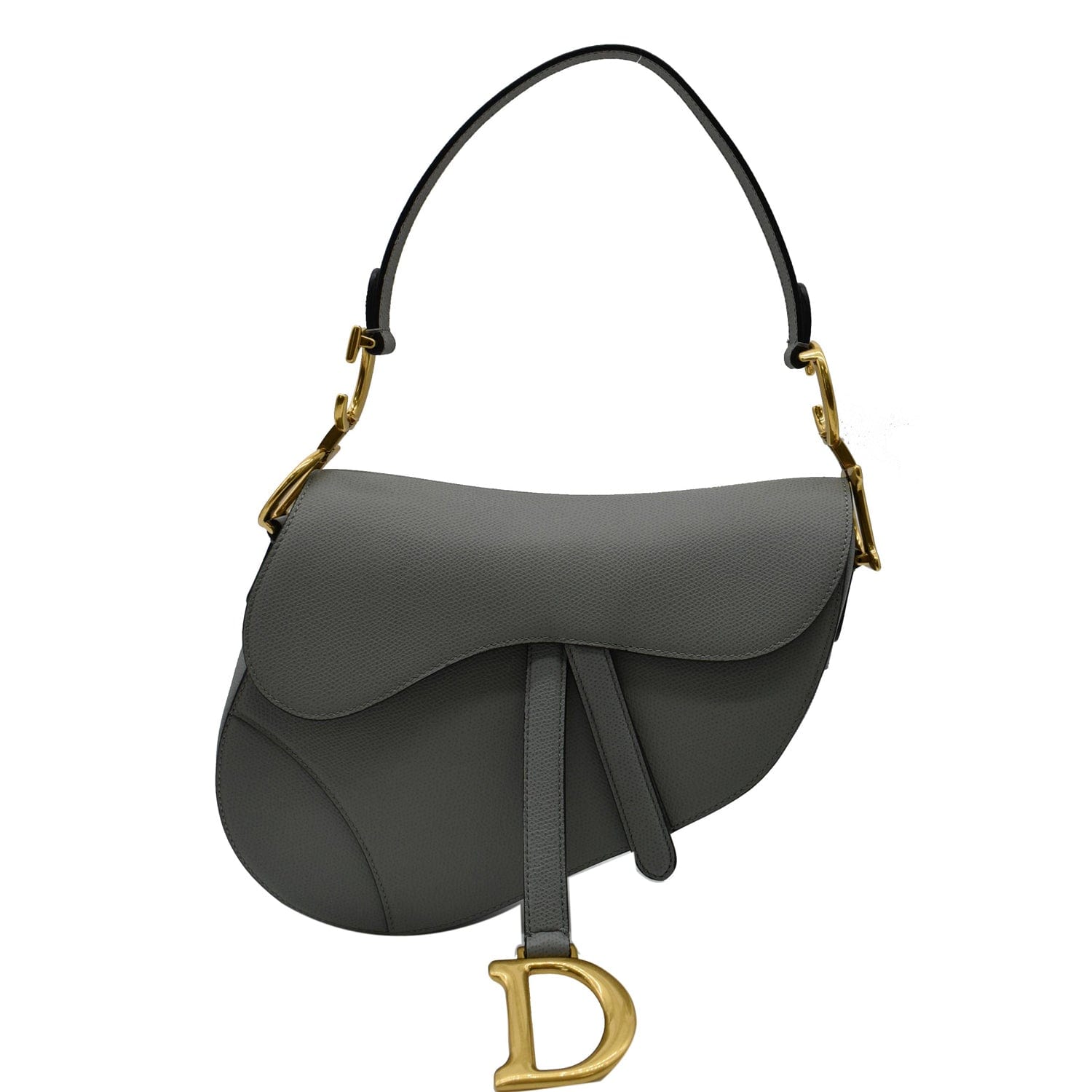 Dior Saddle Shoulder Bag Grey Leather